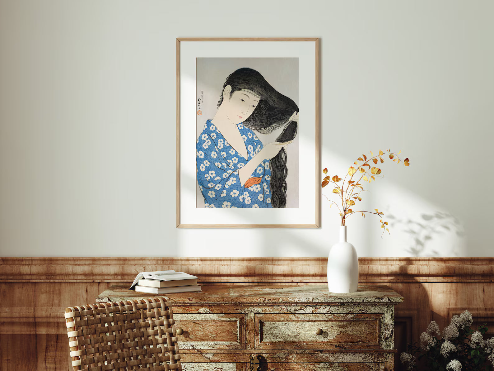 Vertical Wall Frame Mockup With Sunlight