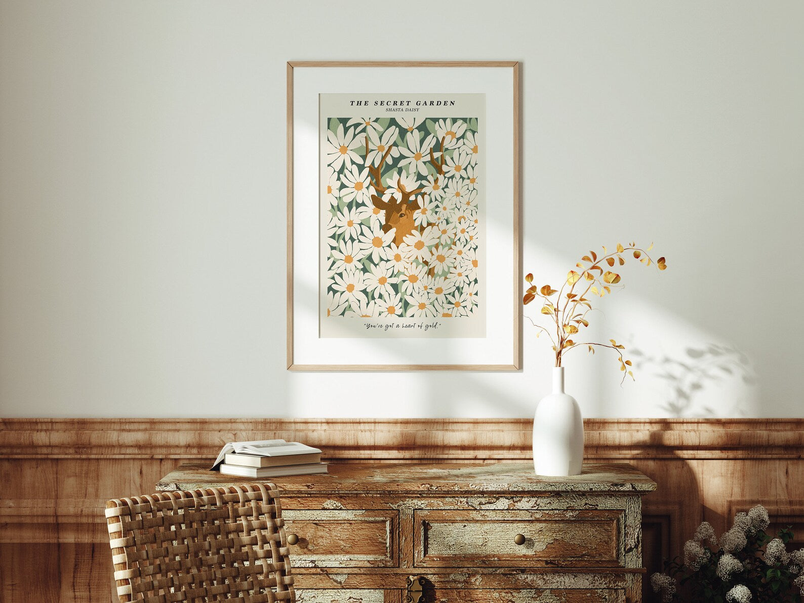 Vertical Wall Frame Mockup With Sunlight