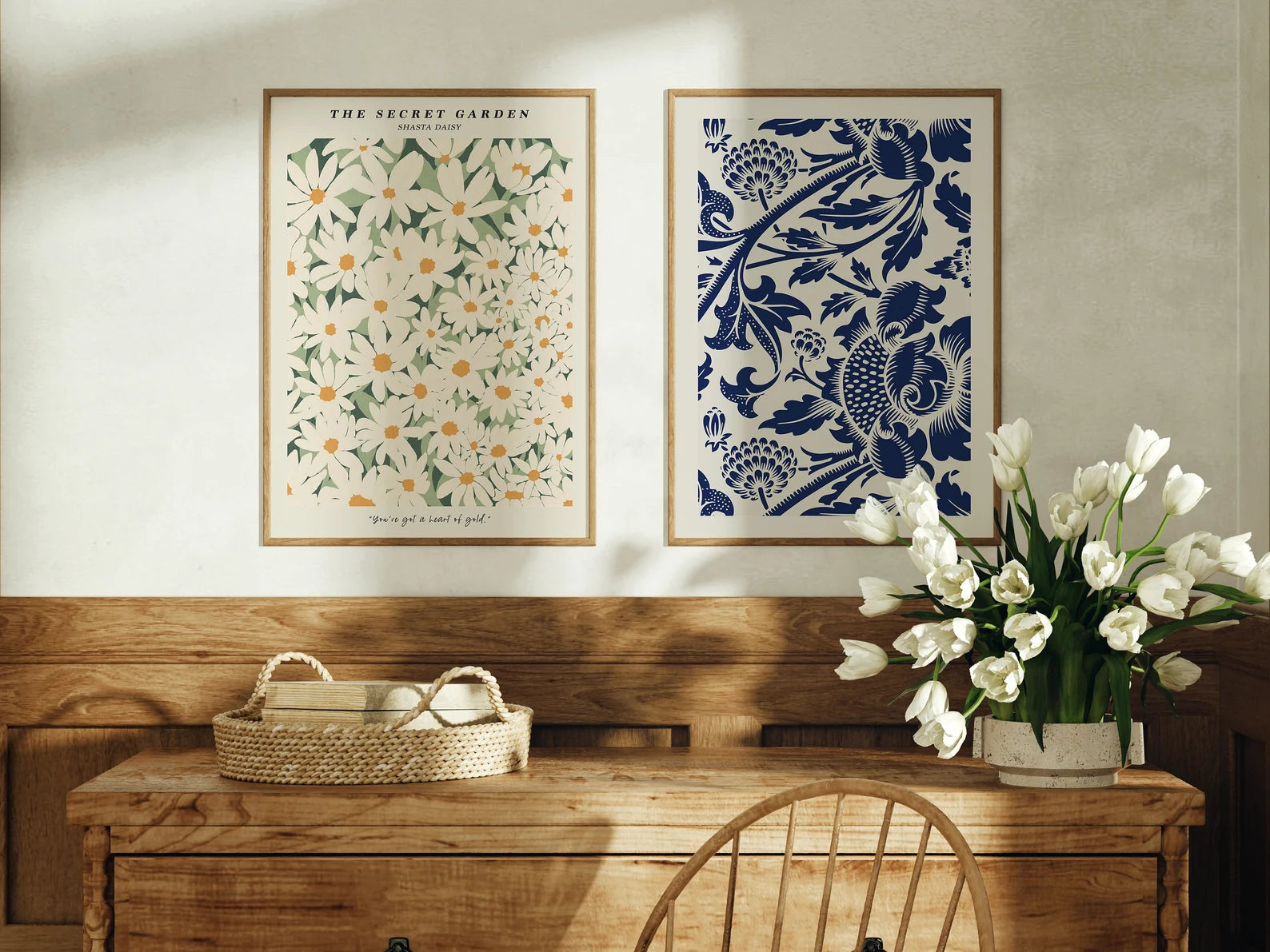 2 Vertical 5x7 Wall Frames Mockup With Sunlight