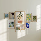 9 Vertical 5x7 Wall Gallery Frames Mockup With Sunlight