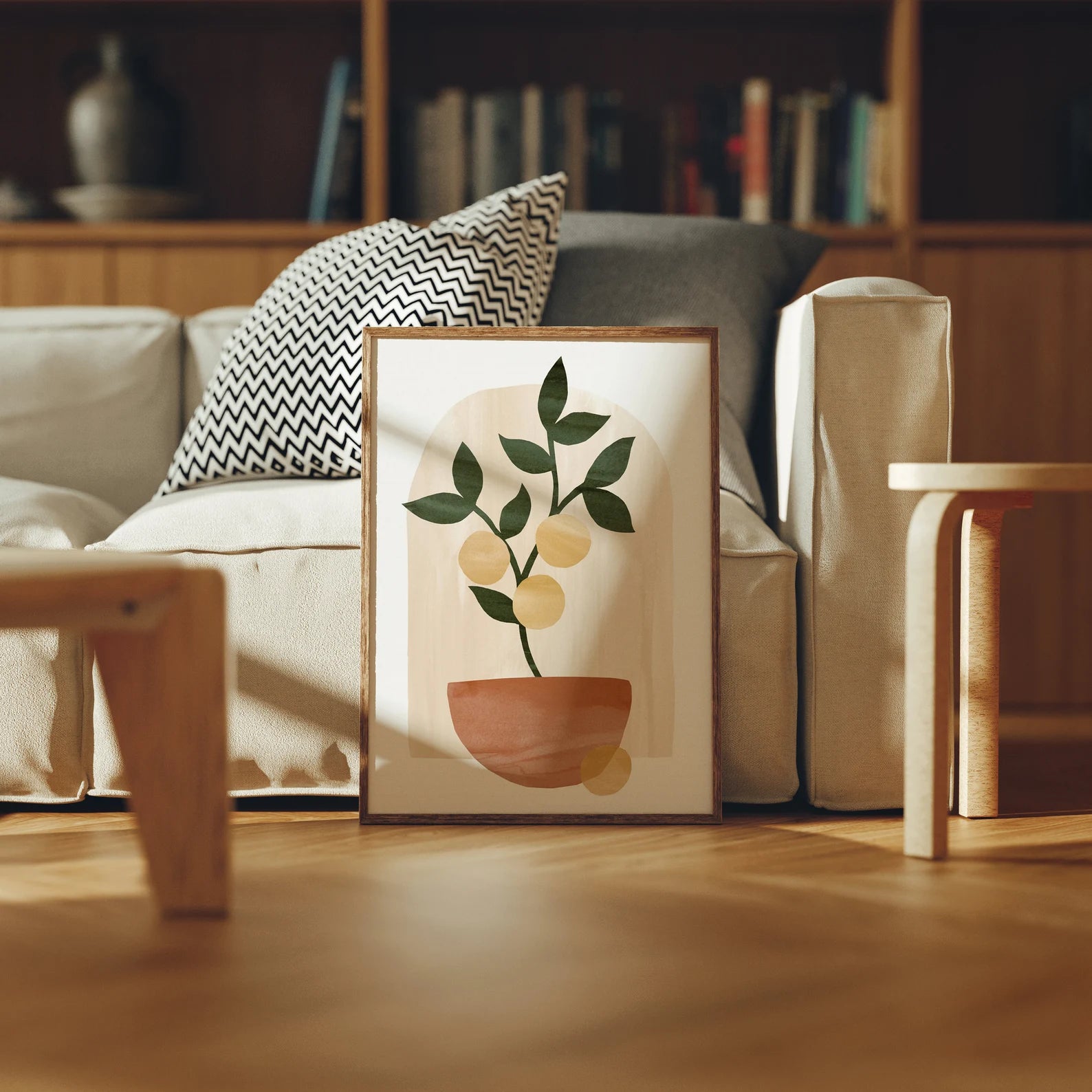 Vertical 5x7 Living Room Frame Mockup With Sunlight