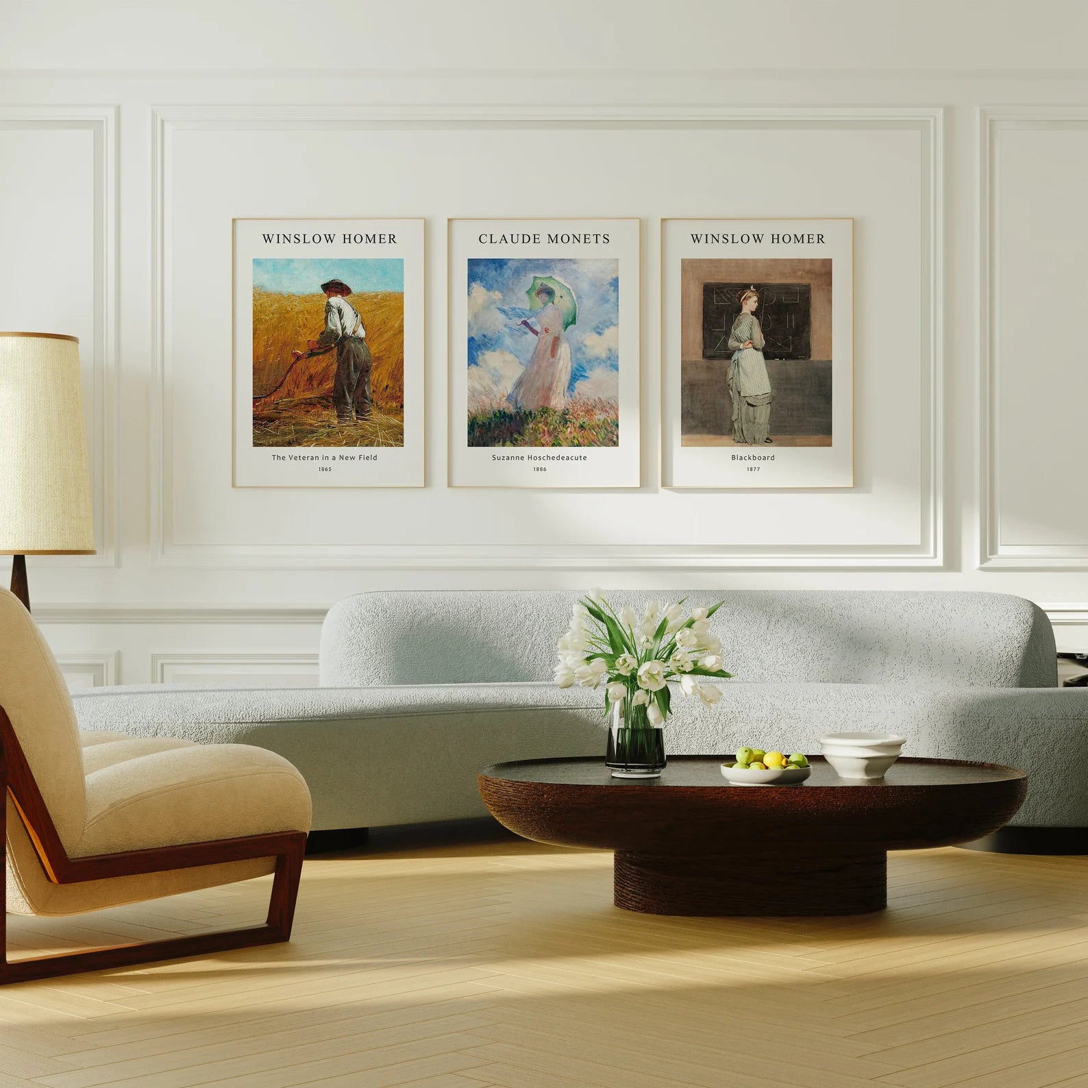 3 Vertical 5x7 Living Room Wall Frames Mockup