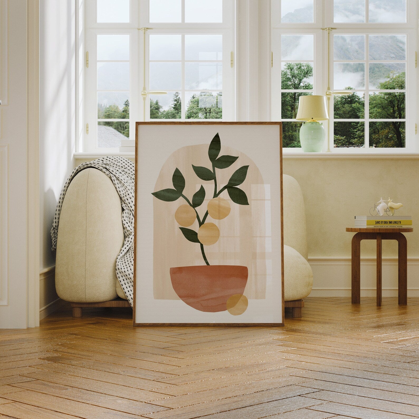 Vertical 5x7 Living Room Frame Mockup With Reflection