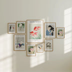 9 Vertical 5x7 Wall Gallery Frames Mockup With Sunlight