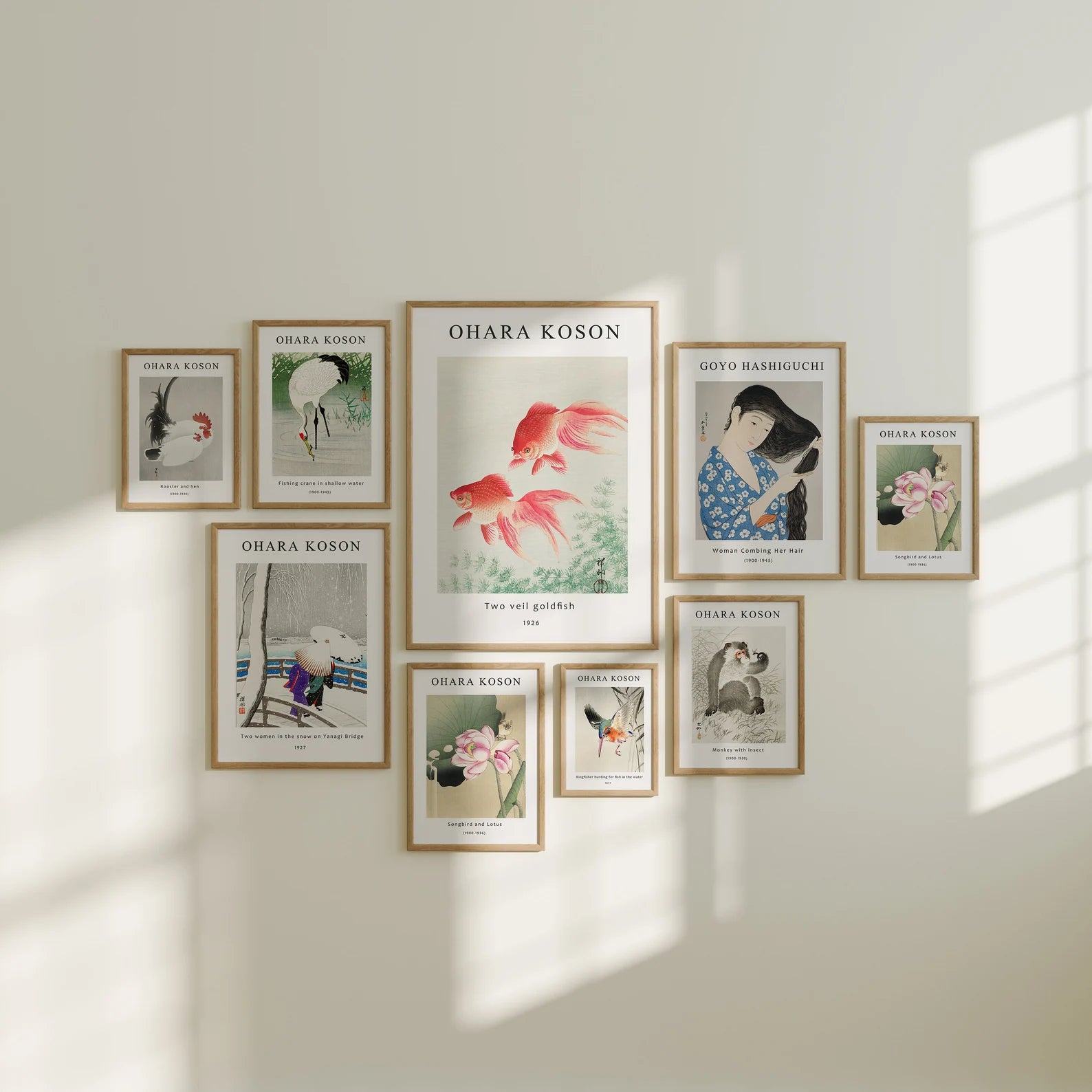 9 Vertical 5x7 Wall Gallery Frames Mockup With Sunlight