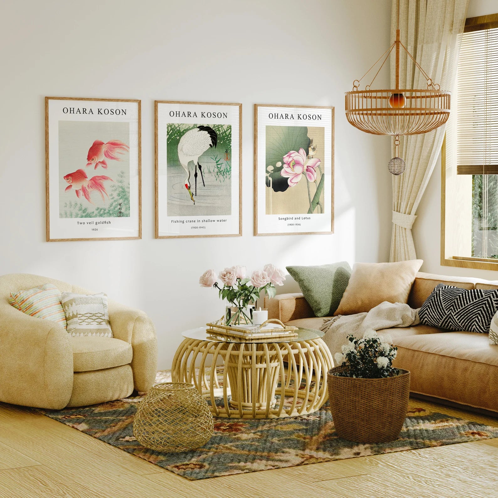 3 Vertical 5x7 Living Room Wall Frames Mockup