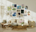 20 Living Room 3x4 Wall Gallery Frames Mockup With Sunlight