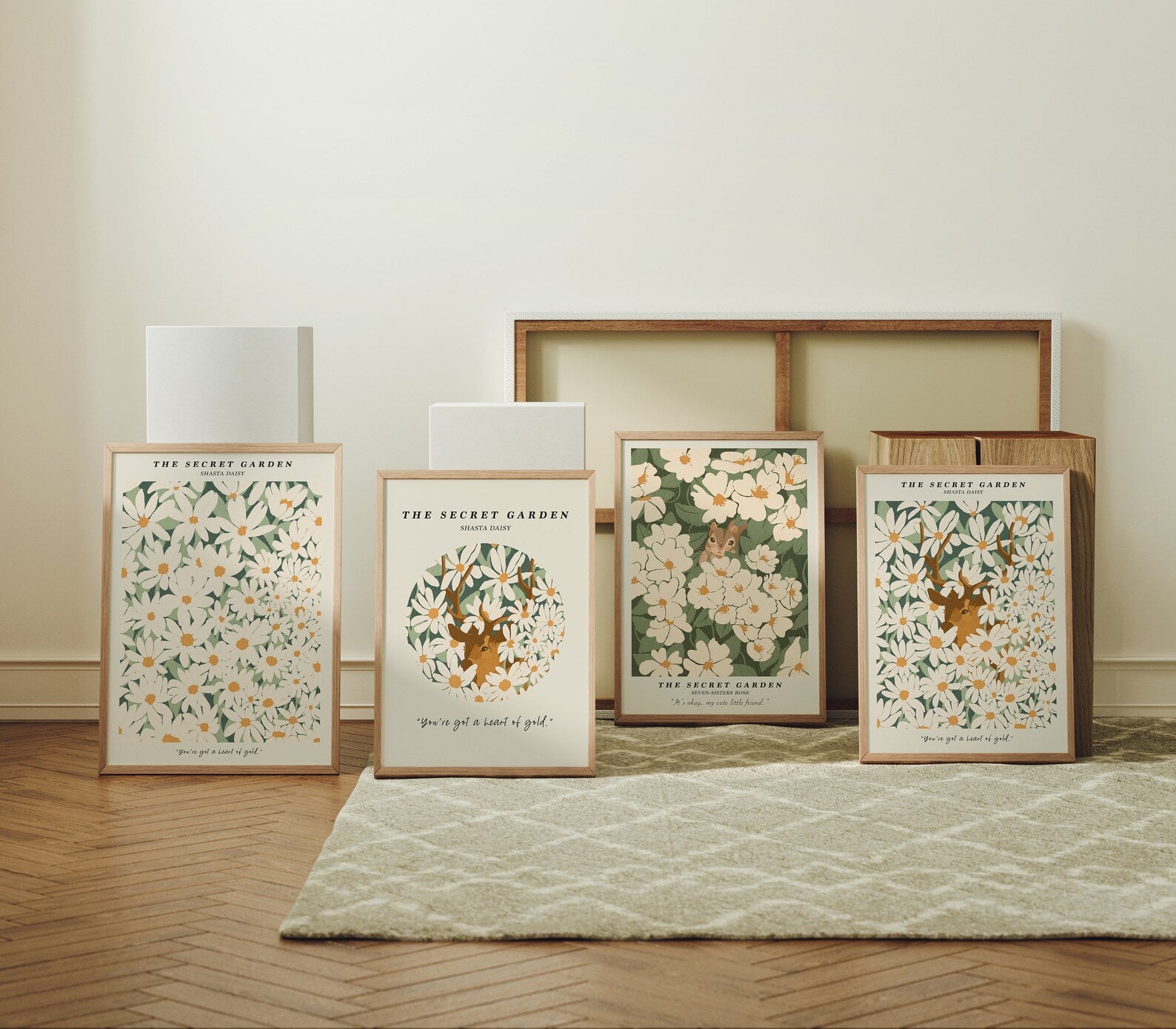 4 Vertical 5x7 Frames Mockup With Sunlight