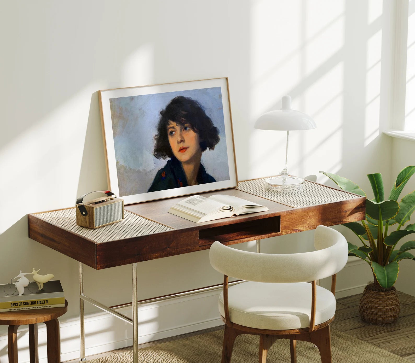 Horizontal 4x3 Desk Frame Mockup With Sunlight