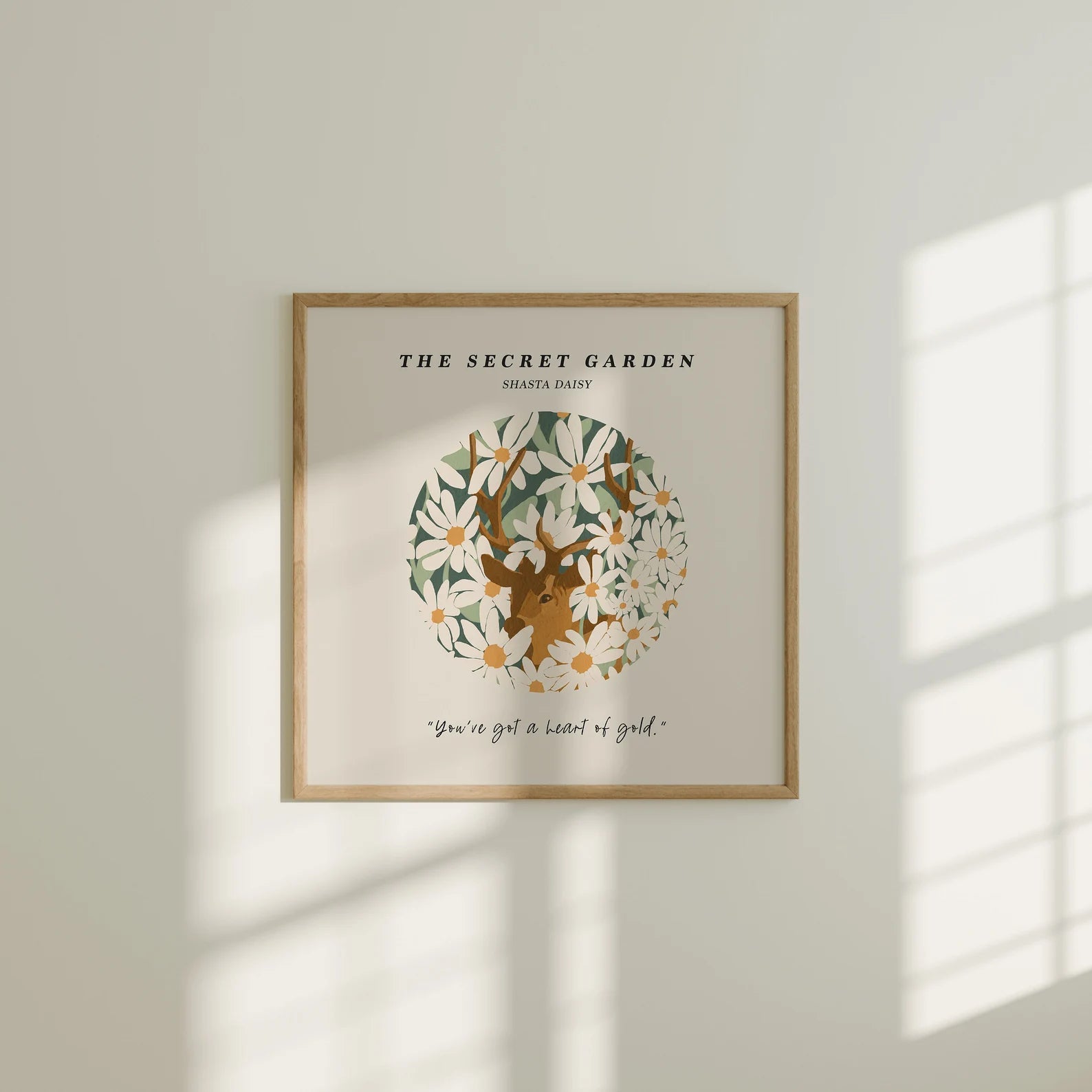 Square Wall Frame Mockup With Sunlight