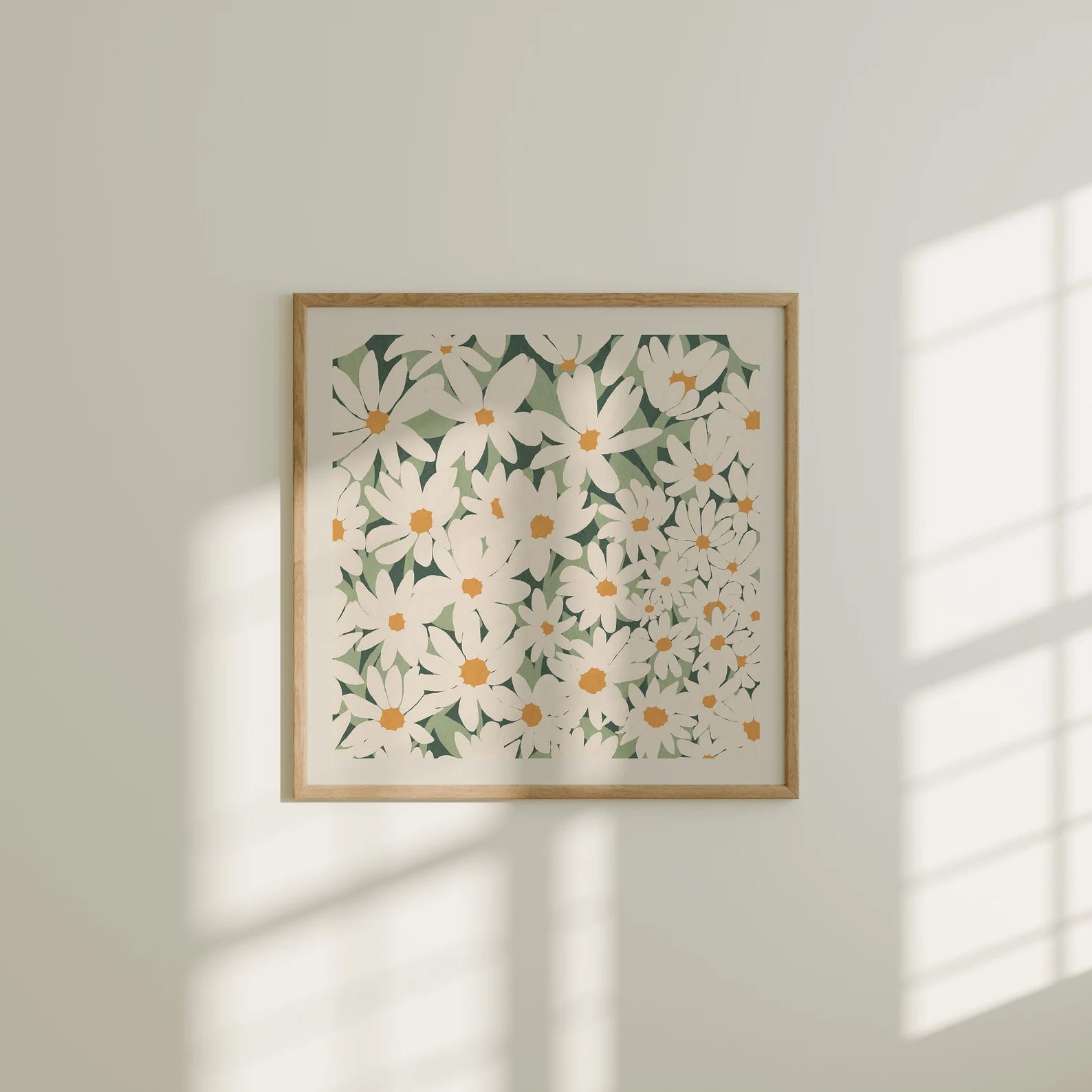 Square Wall Frame Mockup With Sunlight