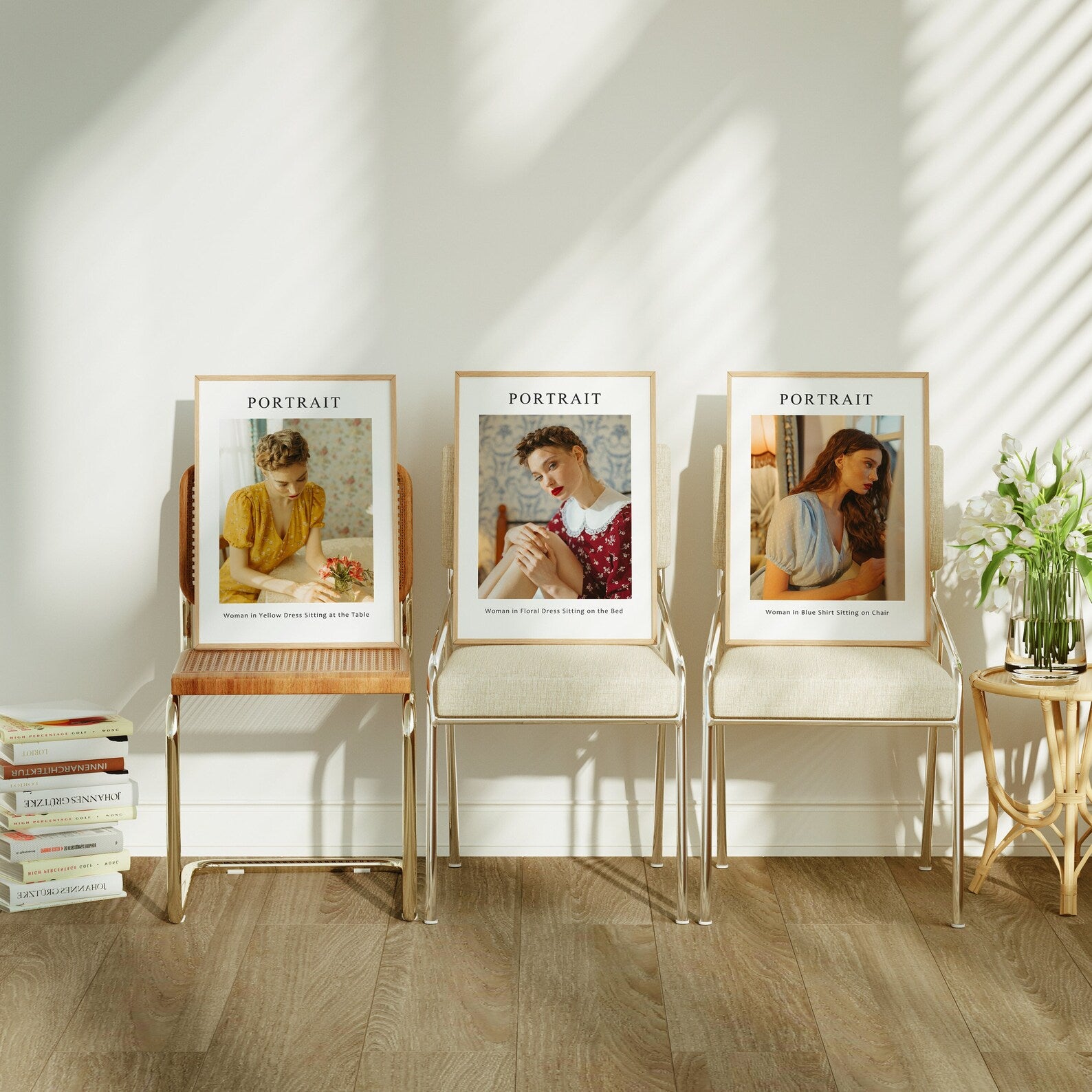 3 Vertical 5x7 Frames Mockup With Sunlight