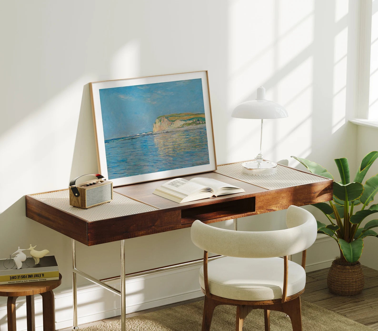 Horizontal 4x3 Desk Frame Mockup With Sunlight