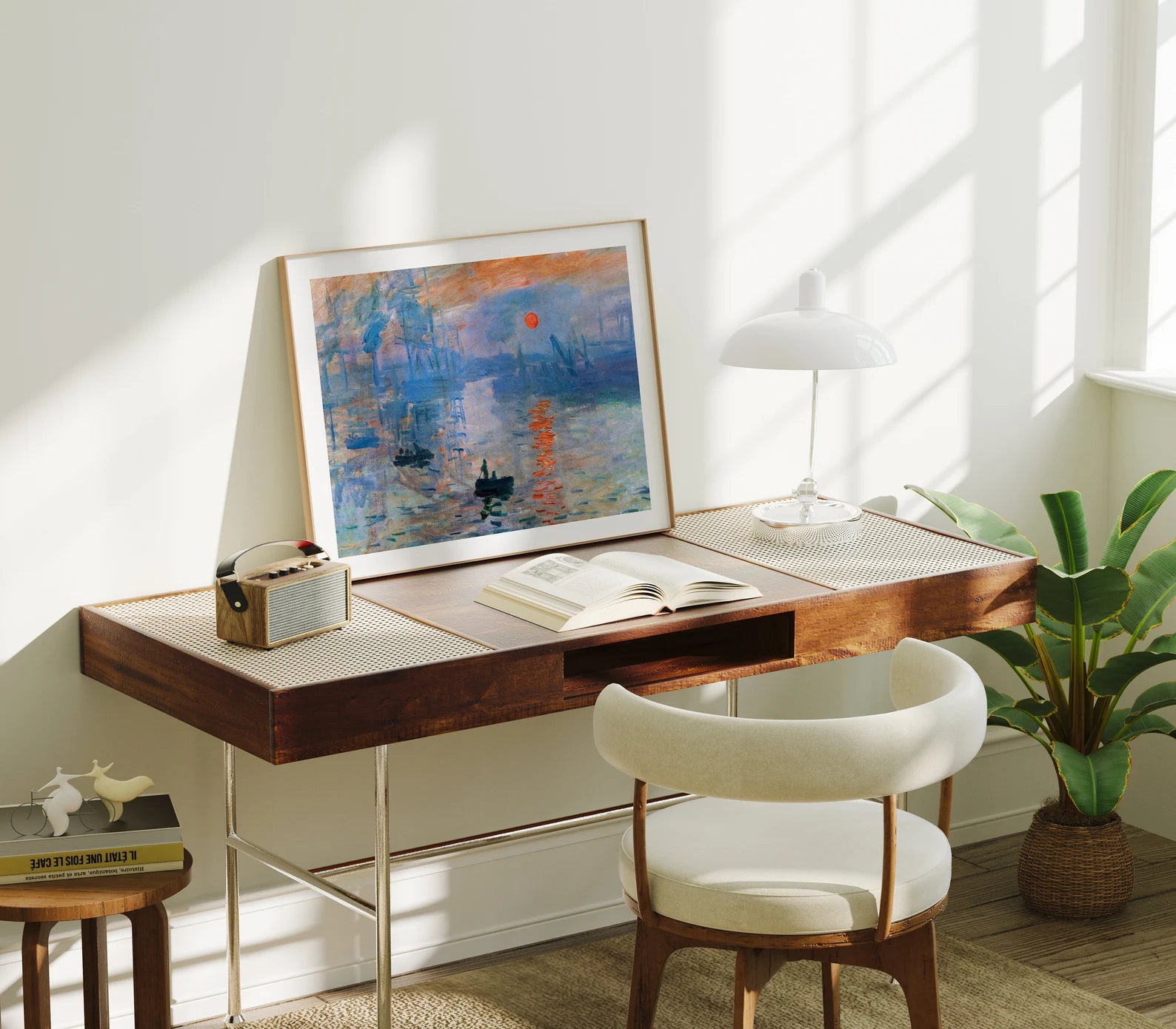 Horizontal 4x3 Desk Frame Mockup With Sunlight