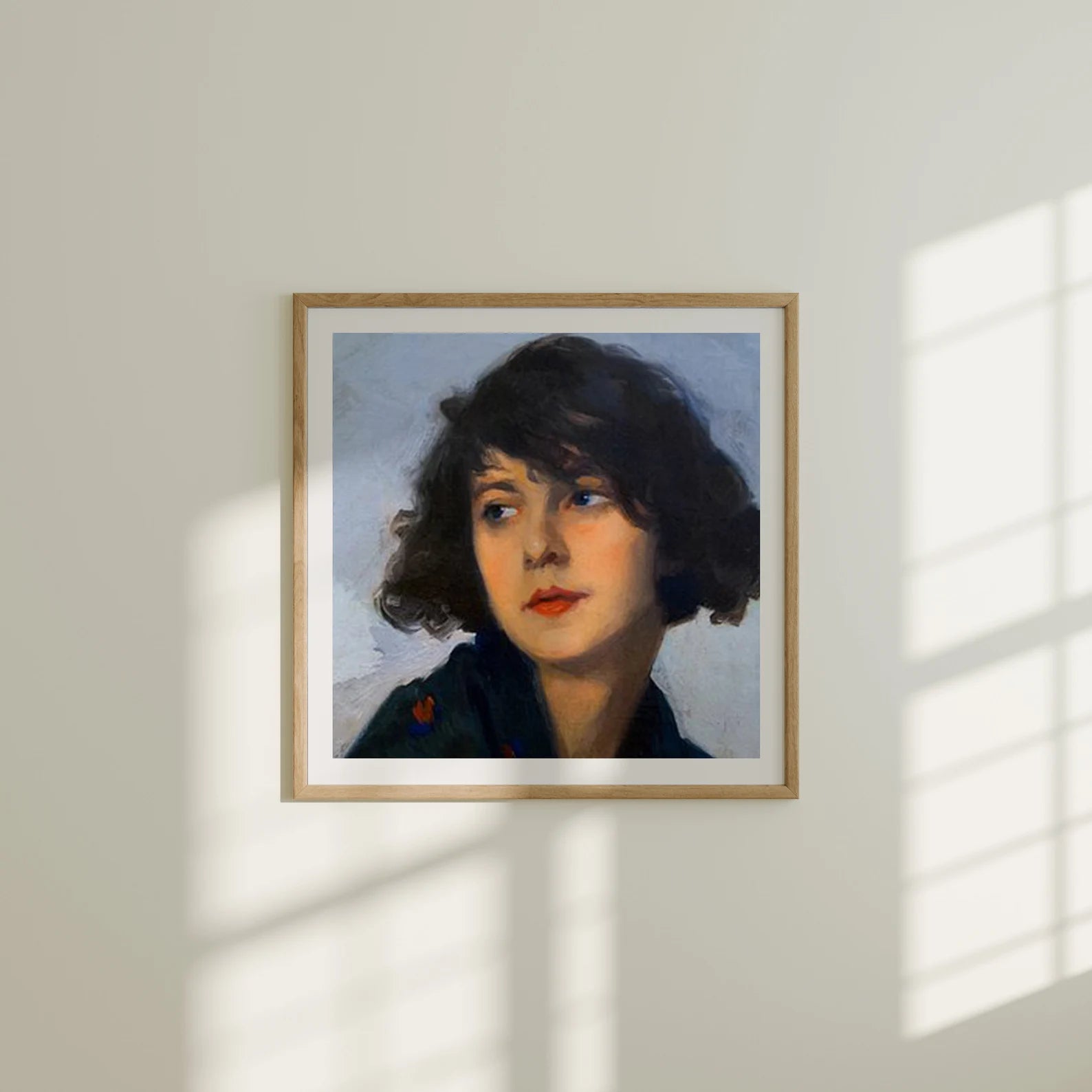 Square Wall Frame Mockup With Sunlight