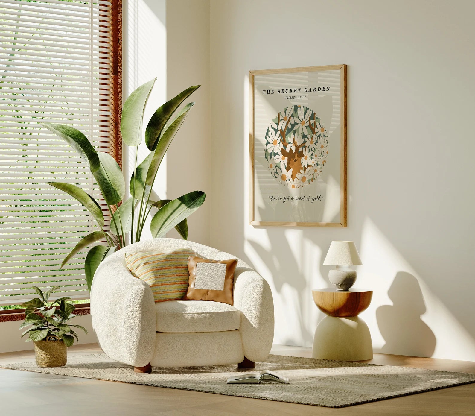 Vertical 3x4 Living Room Frame Mockup With Sunlight