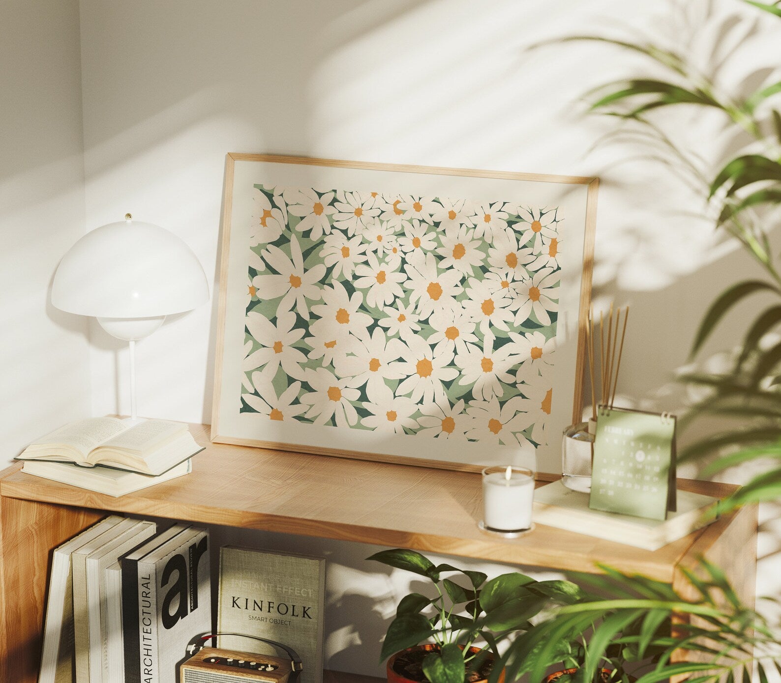 Horizontal 4x3 Desk Frame Mockup With Sunlight