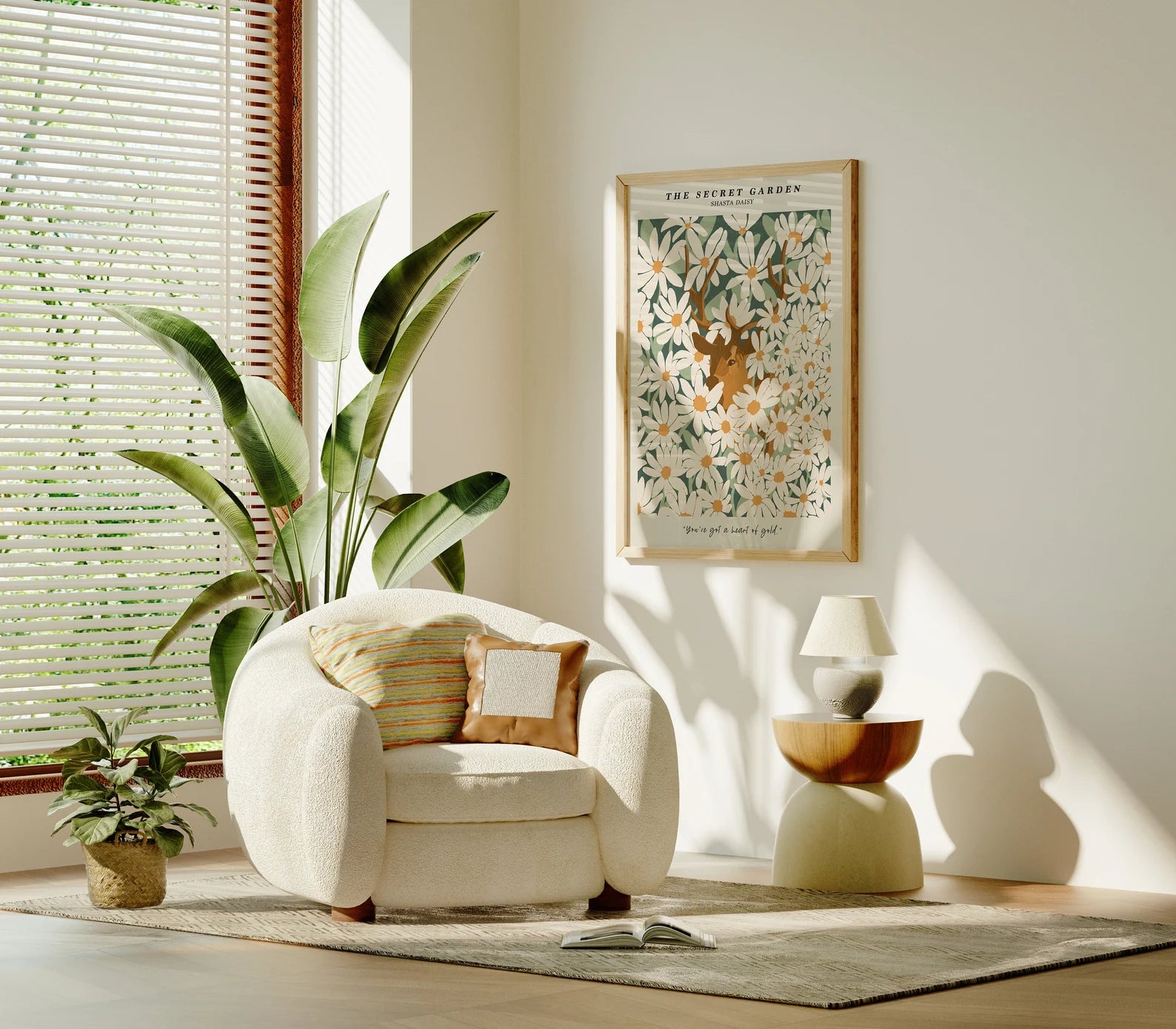 Vertical 3x4 Living Room Frame Mockup With Sunlight