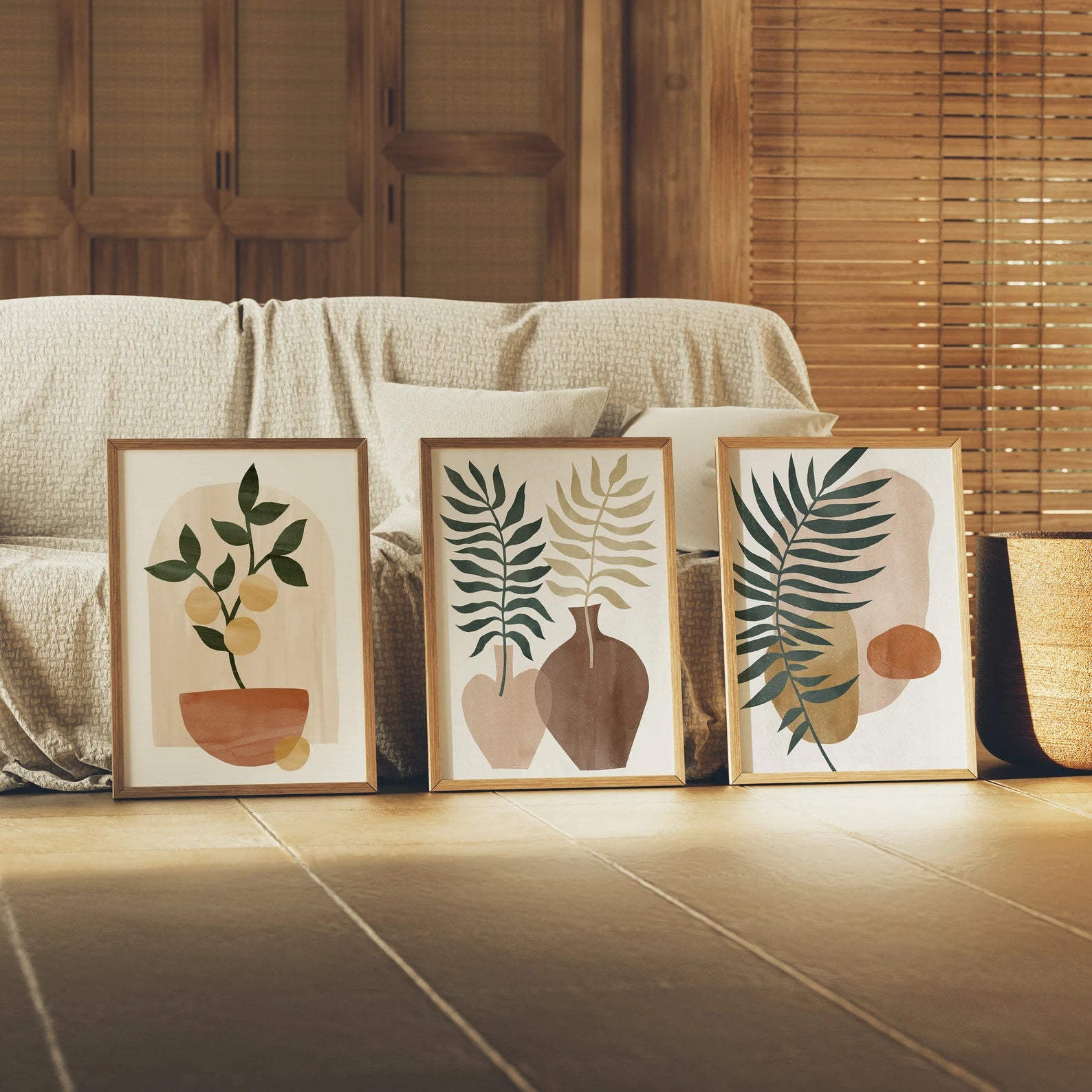 3 Vertical 5x7 Frames Mockup With Sunlight