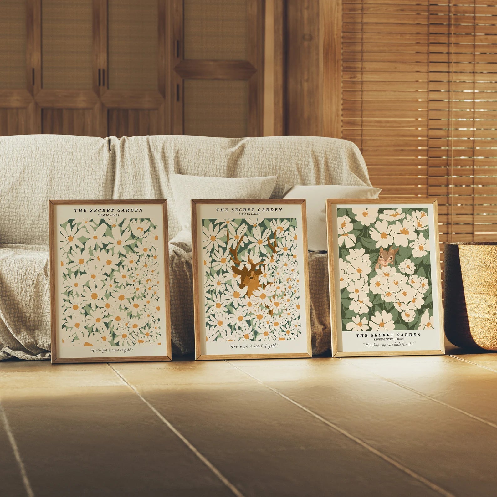 3 Vertical 5x7 Frames Mockup With Sunlight