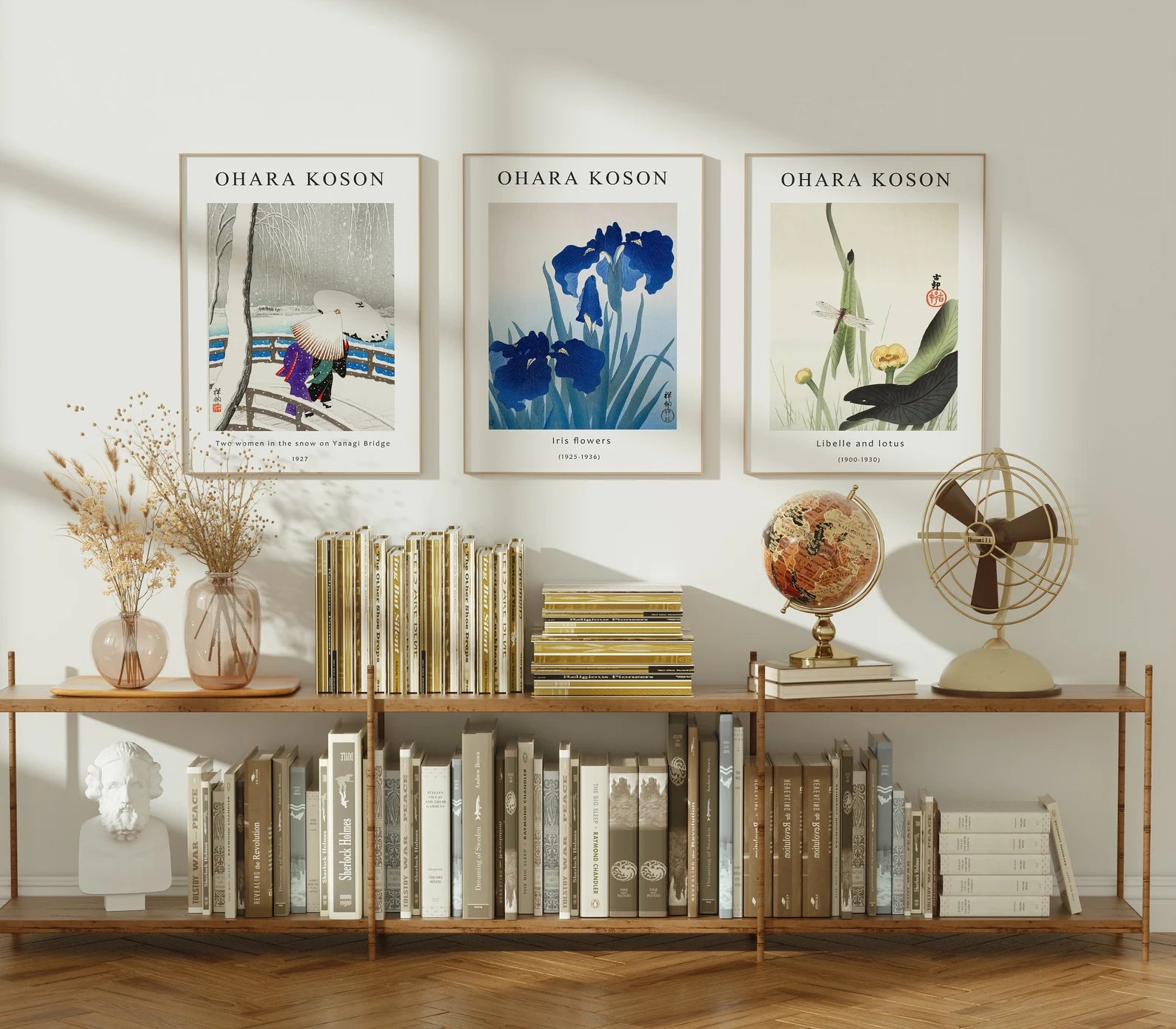 3 Vertical 3x4 Wall Frames Mockup With Sunlight