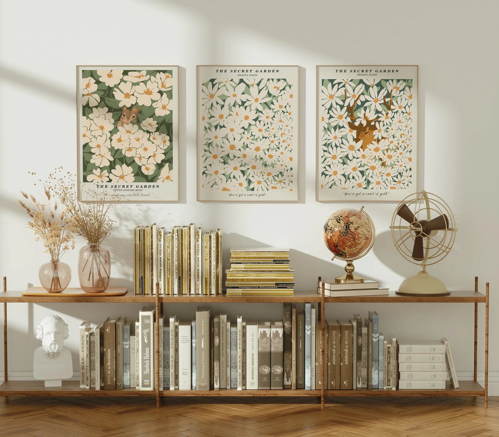 3 Vertical 3x4 Wall Frames Mockup With Sunlight