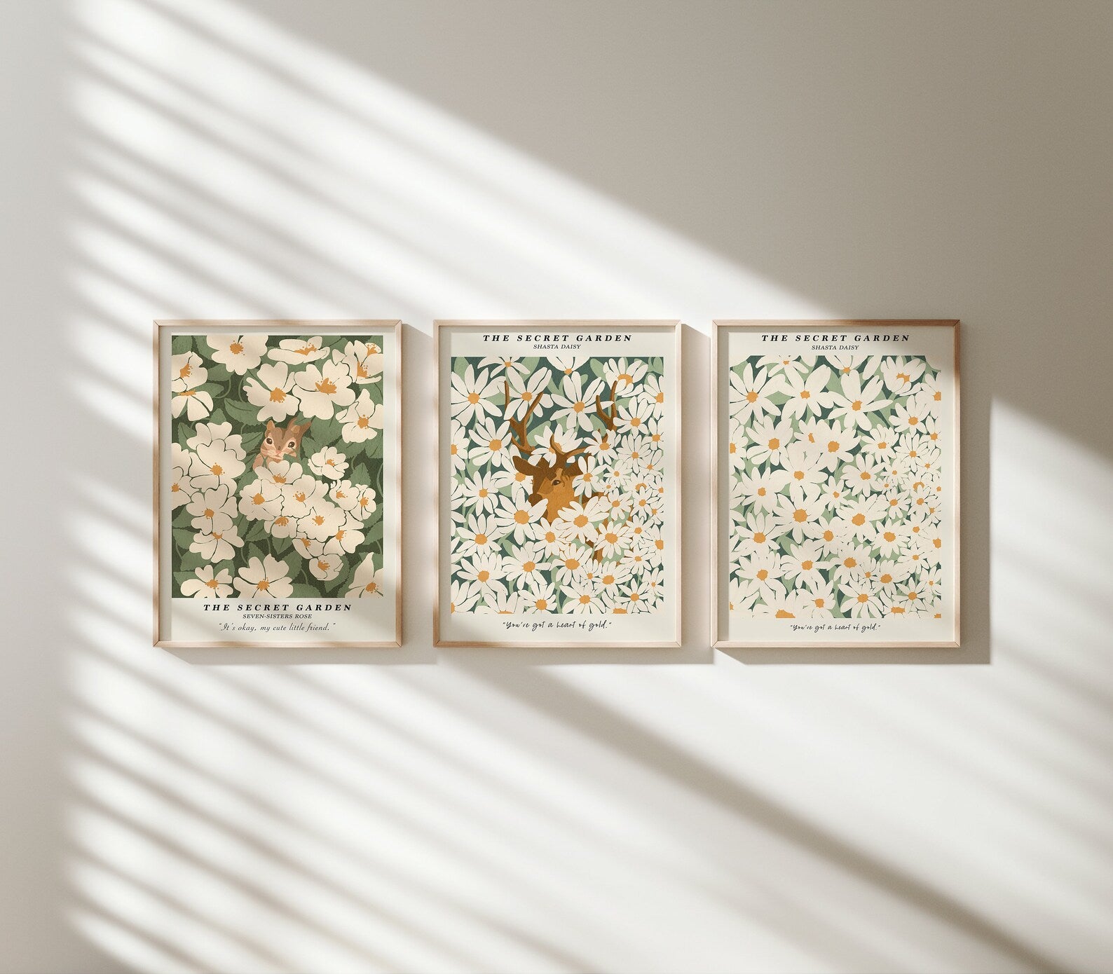 3 Vertical 3x4 Wall Frames Mockup With Sunlight