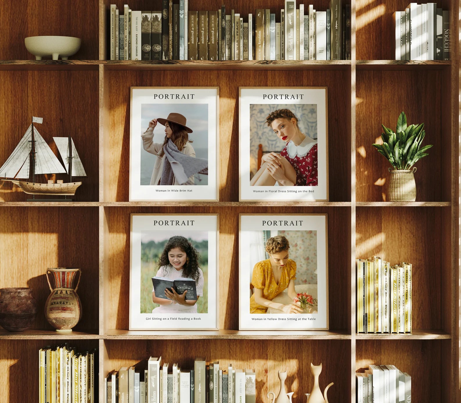 4 Vertical 3x4 Frames Mockup With Sunlight