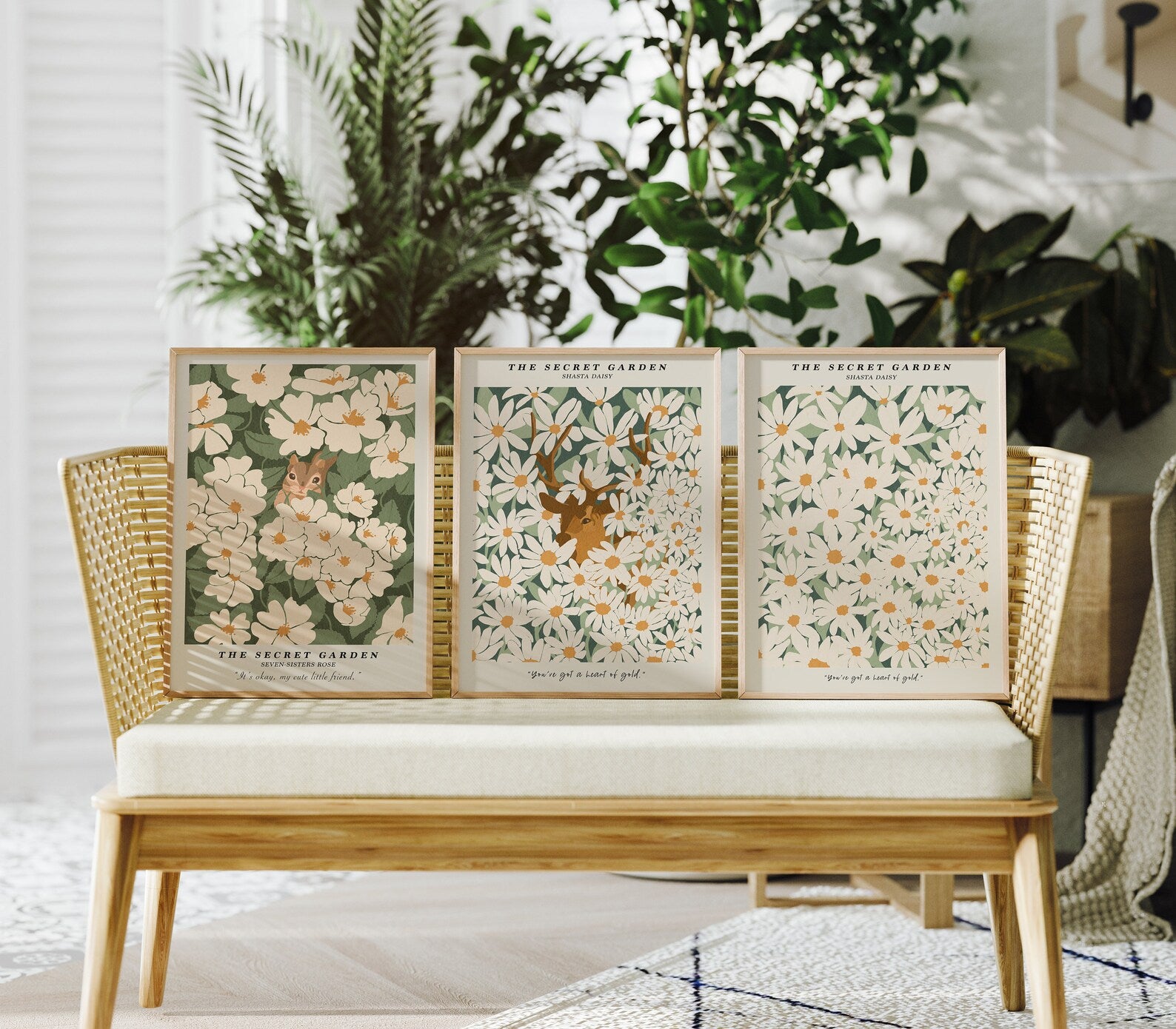 3 Vertical 3x4 Frames Mockup With Sunlight