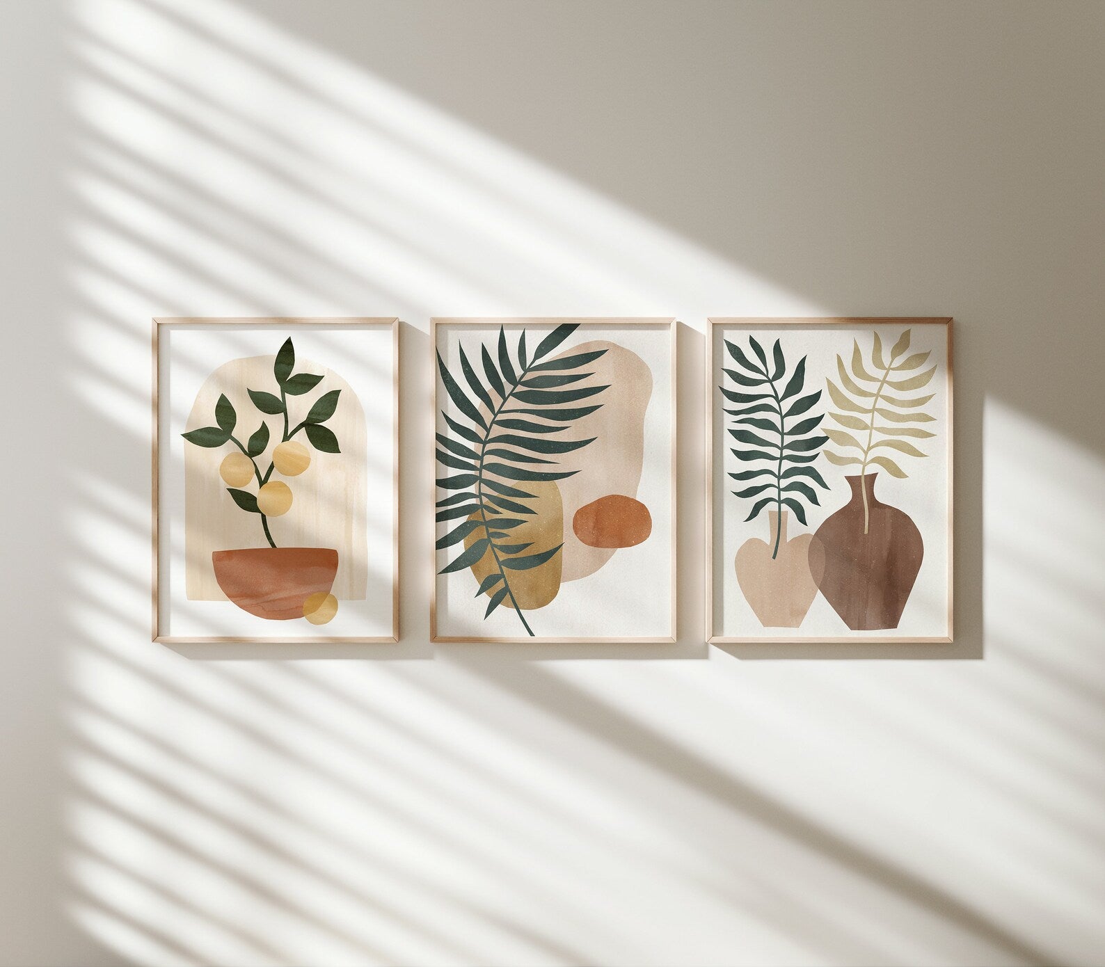 3 Vertical 3x4 Wall Frames Mockup With Sunlight