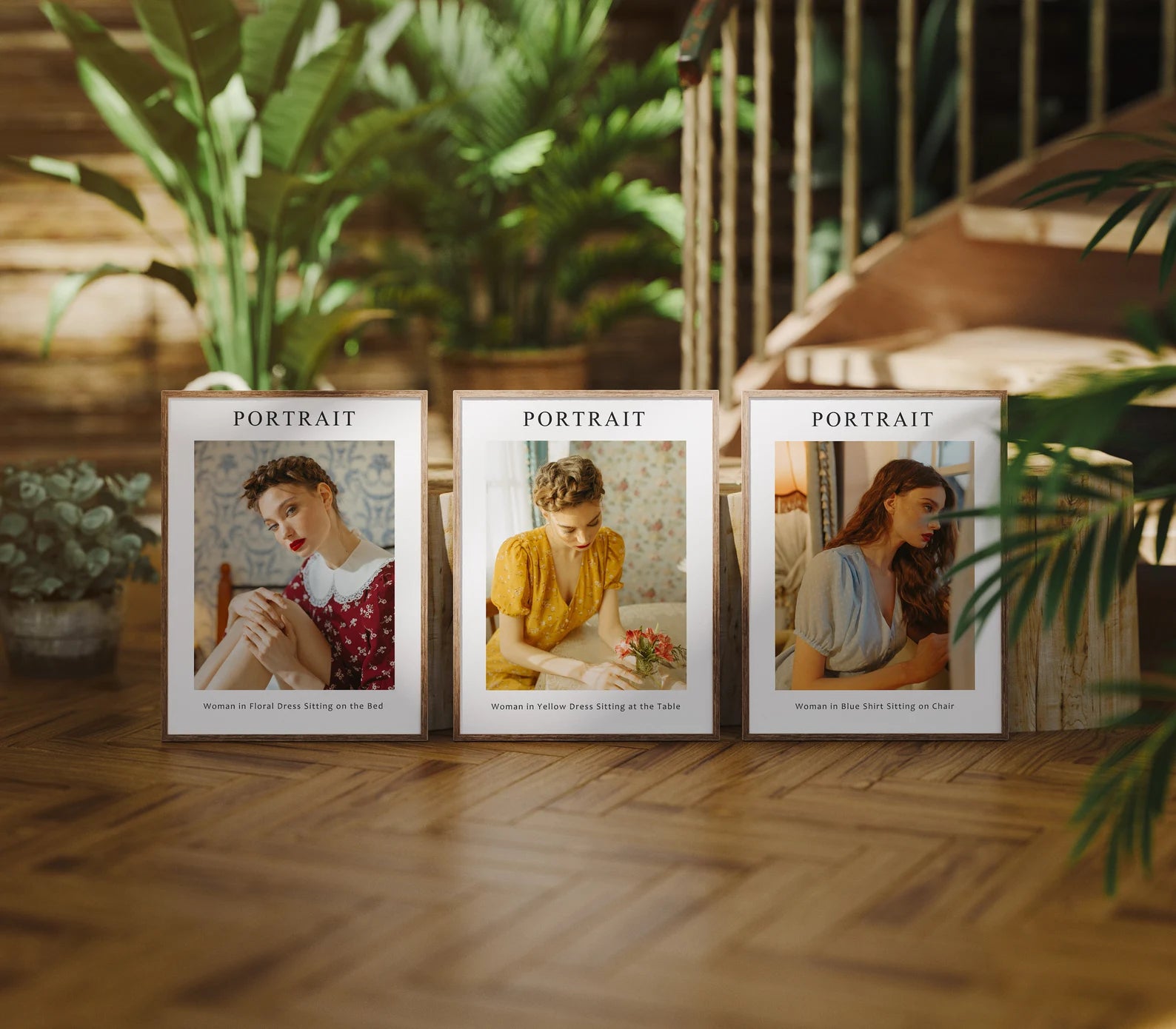 3 Vertical 3x4 Frames Mockup