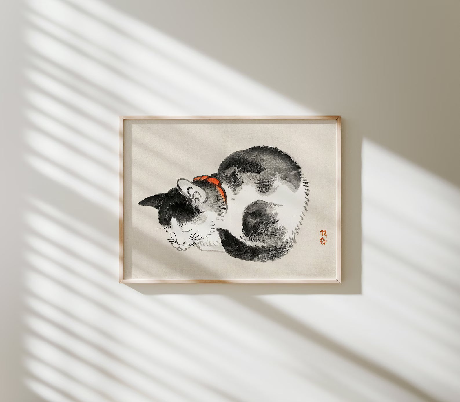 Horizontal 4x3 Wall Frame Mockup With Sunlight