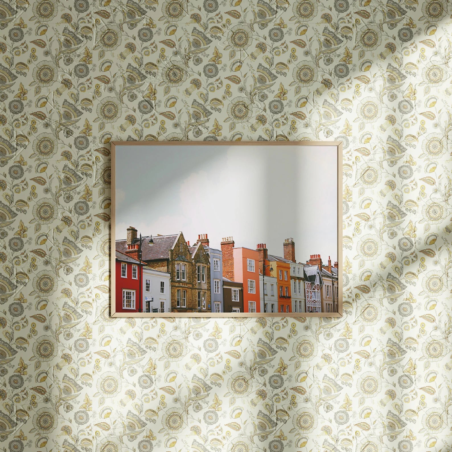 Horizontal 4x3 Wall Frame Mockup With Sunlight