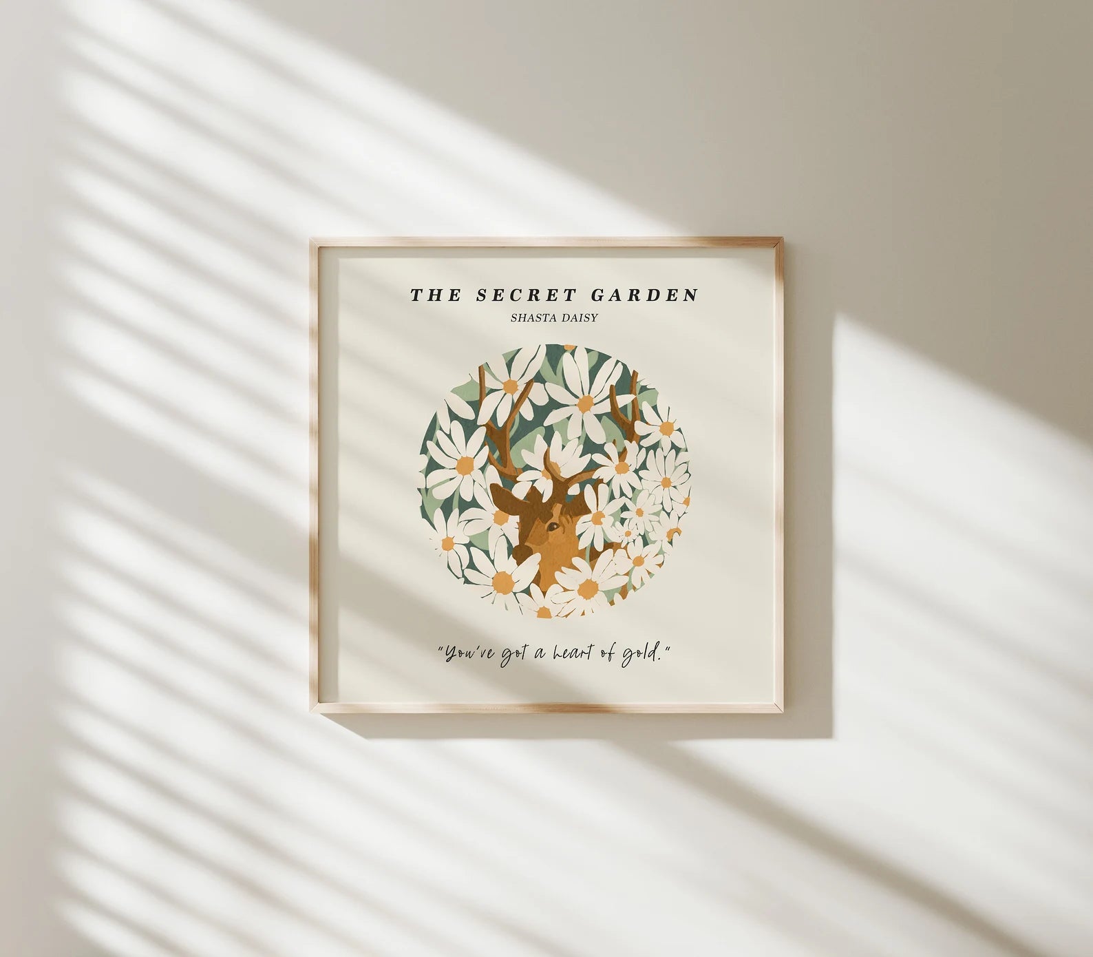 Square Wall Frame Mockup With Sunlight