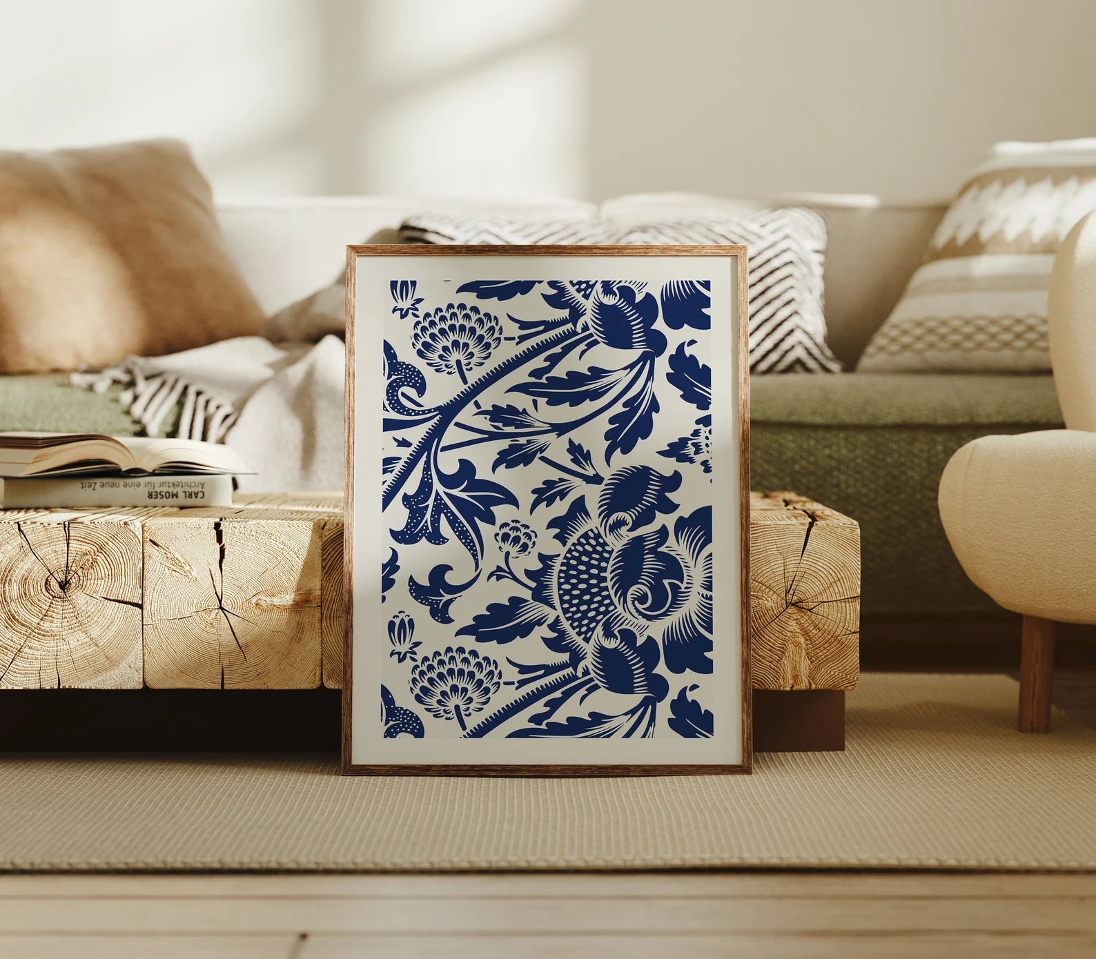 Vertical 3x4 Living Room Frame Mockup With Sunlight