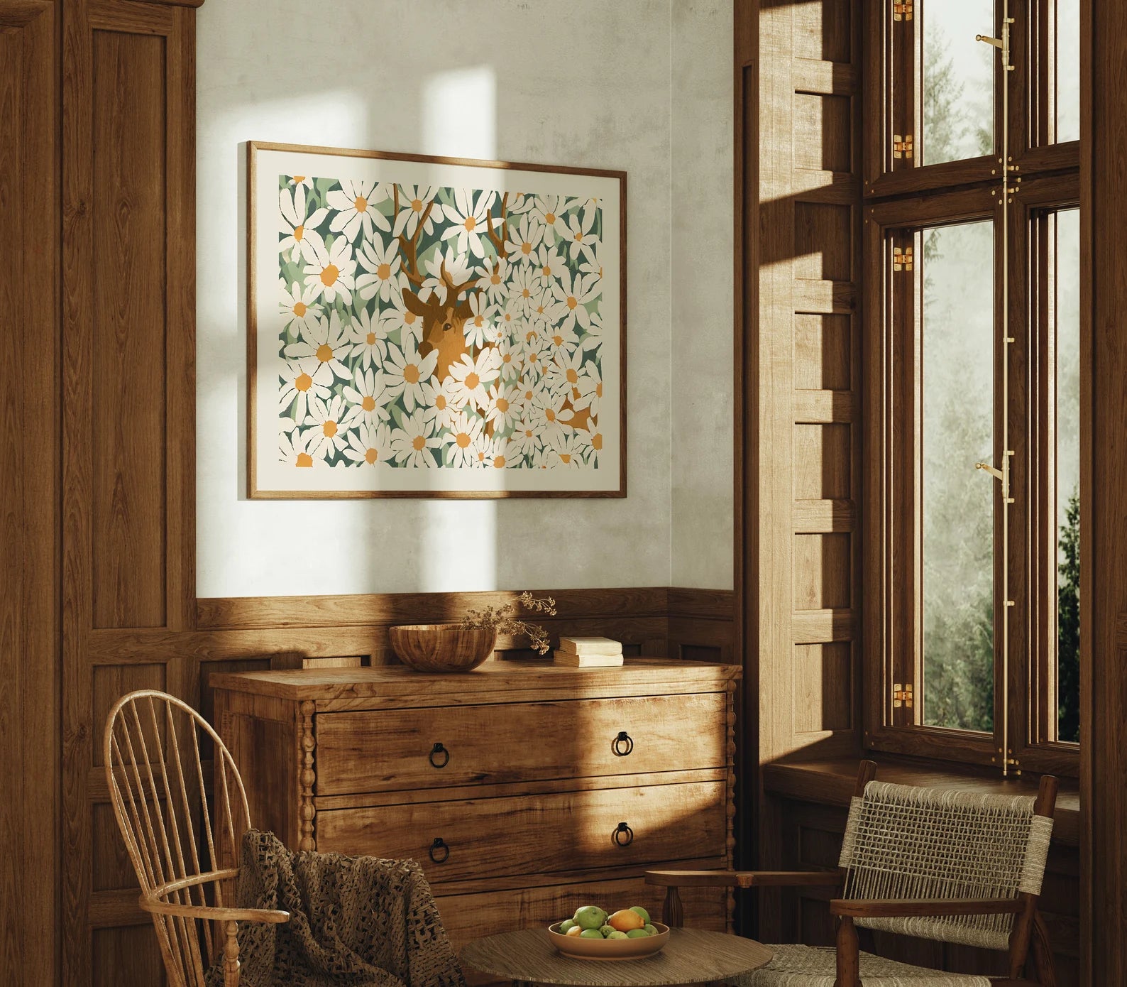 Horizontal 4x3 Wall Frame Mockup With Sunlight