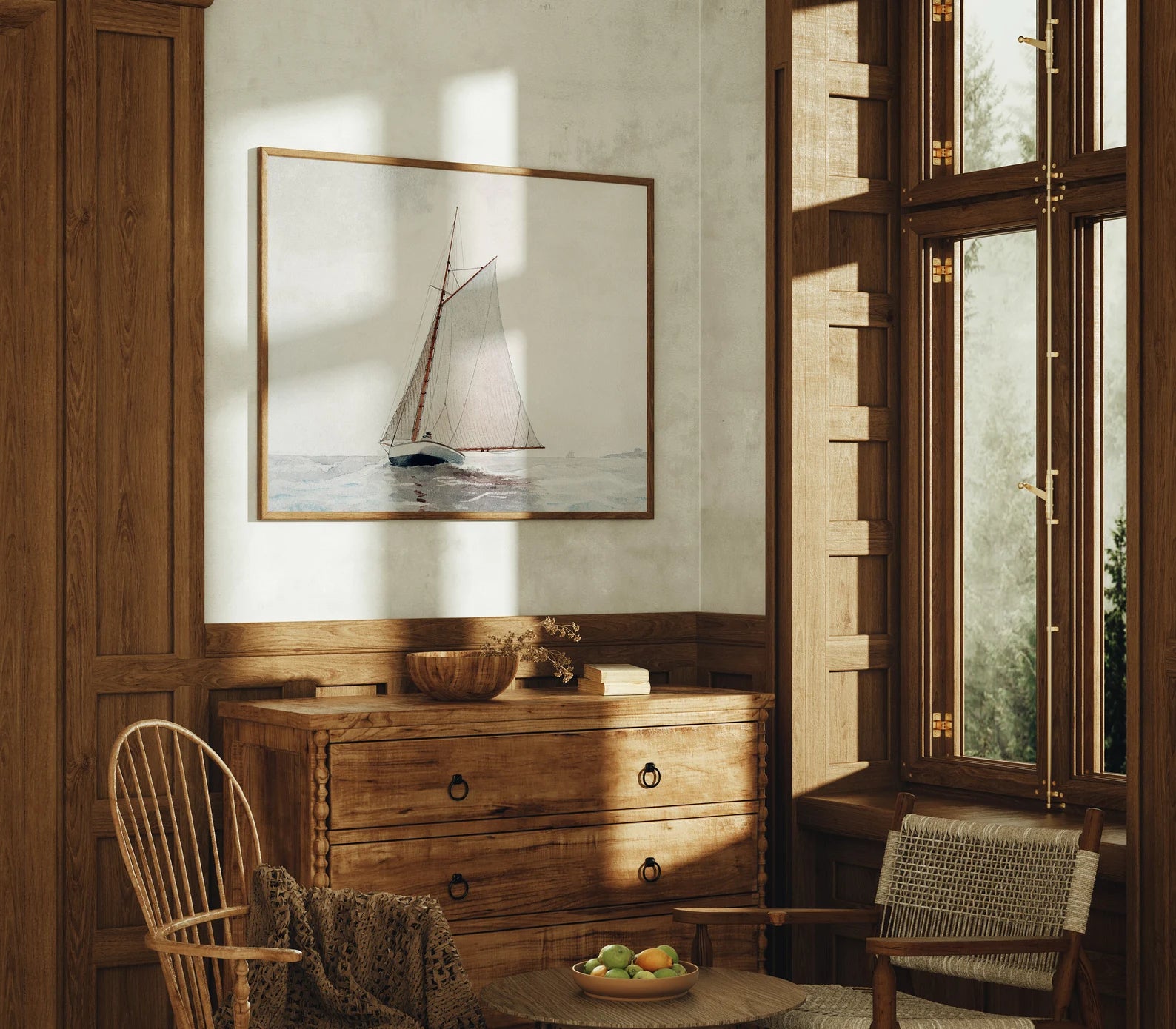 Horizontal 4x3 Wall Frame Mockup With Sunlight