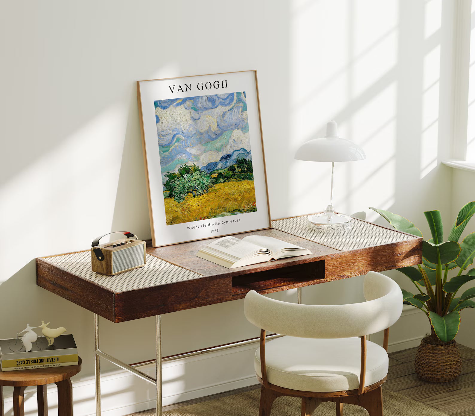 Vertical 8x10 Desk Room Frame Mockup With Sunlight