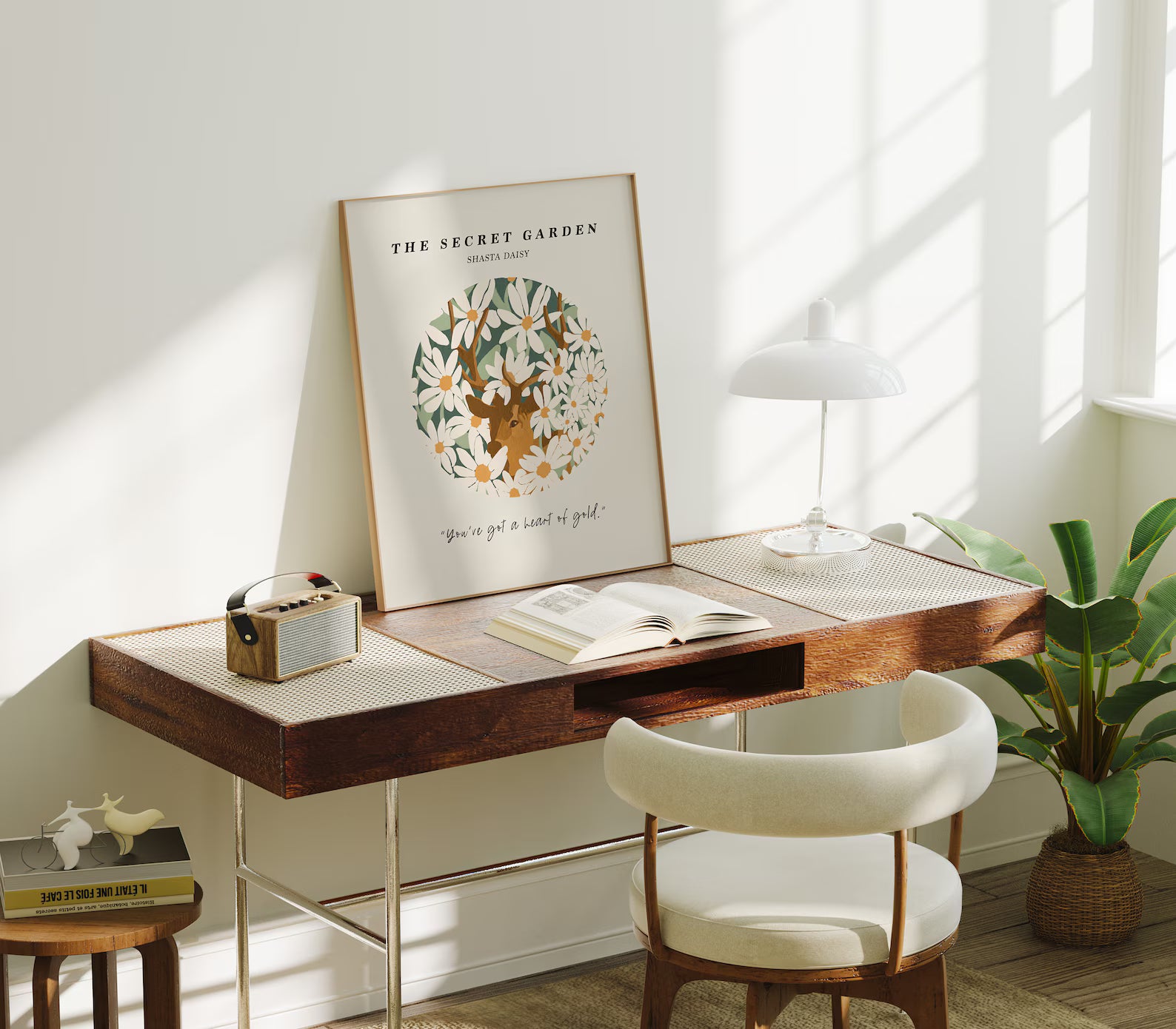 Vertical 8x10 Desk Room Frame Mockup With Sunlight