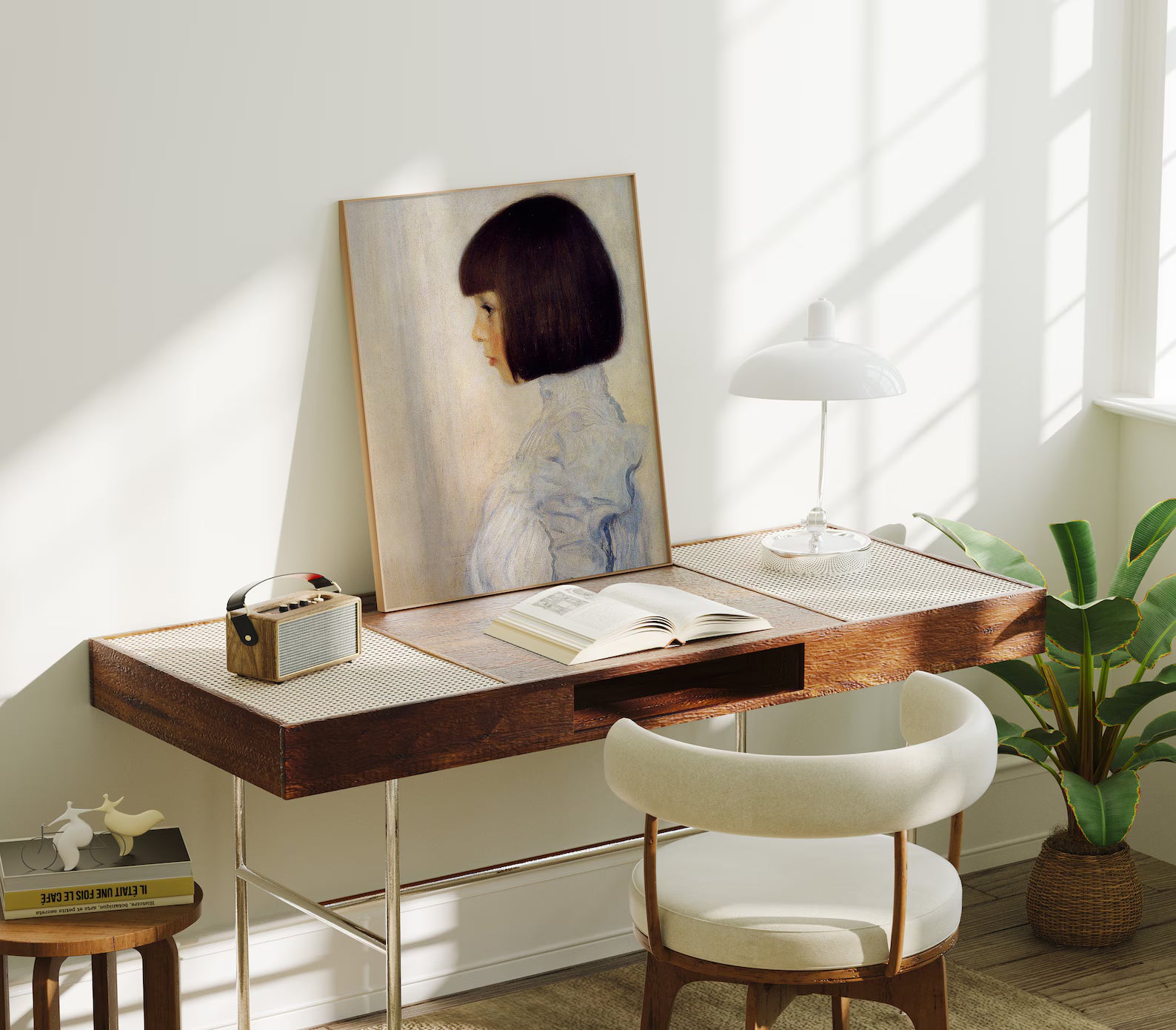 Vertical 8x10 Desk Room Frame Mockup With Sunlight