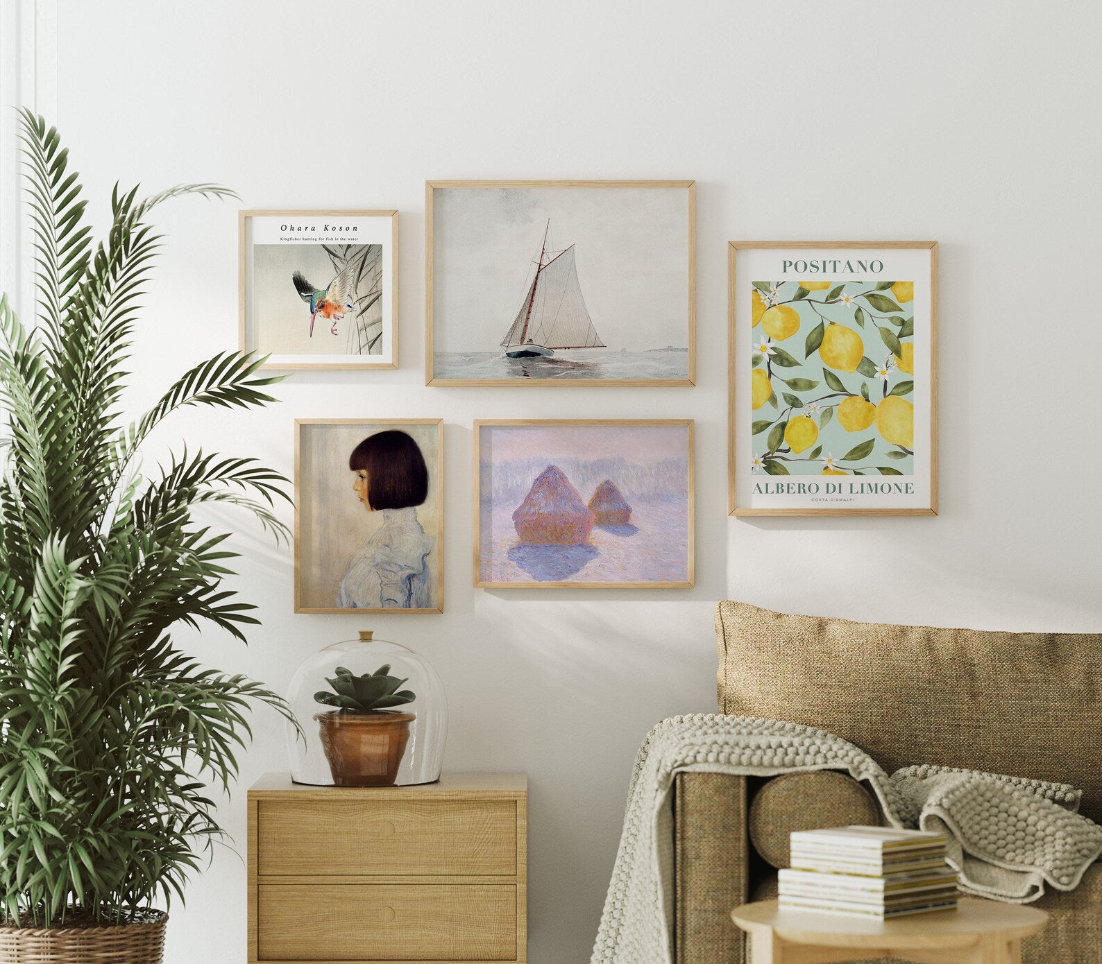5 Living Room Wall Gallery 3x4 Frames Mockup
