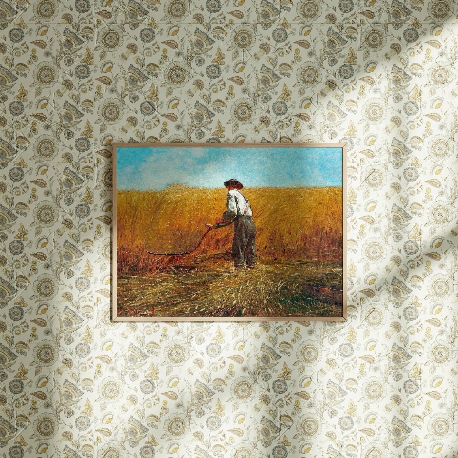 Horizontal 4x3 Wall Frame Mockup With Sunlight