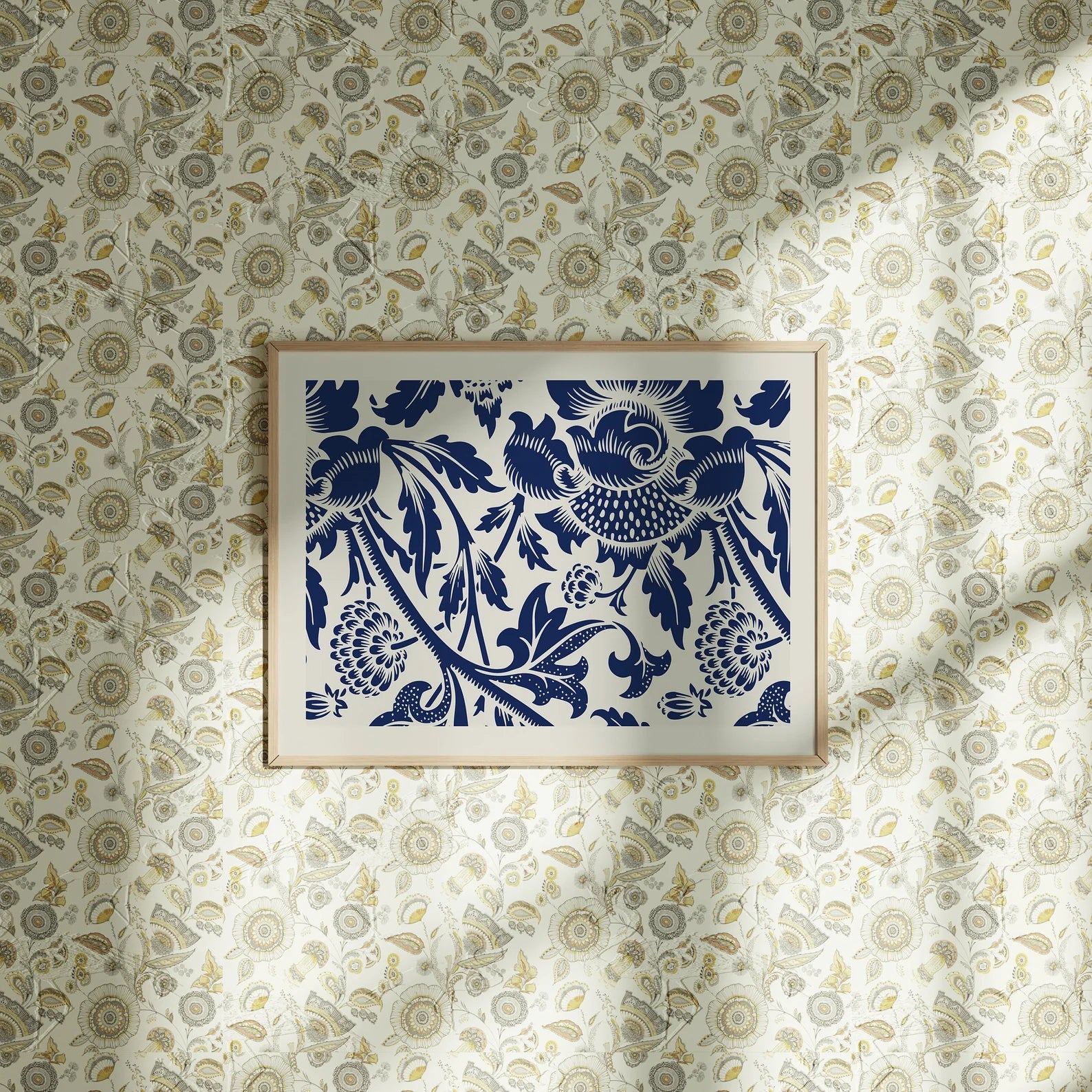 Horizontal 4x3 Wall Frame Mockup With Sunlight