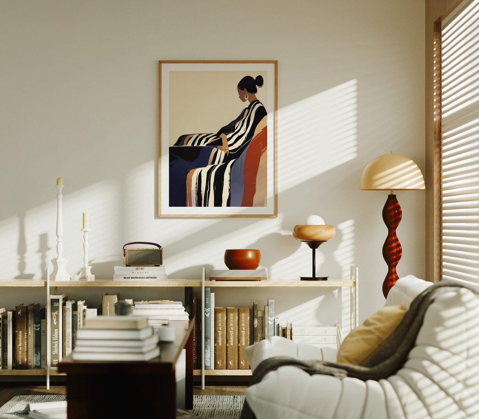 Vertical 3x4 Living Room Wall Frame Mockup With Sunlight