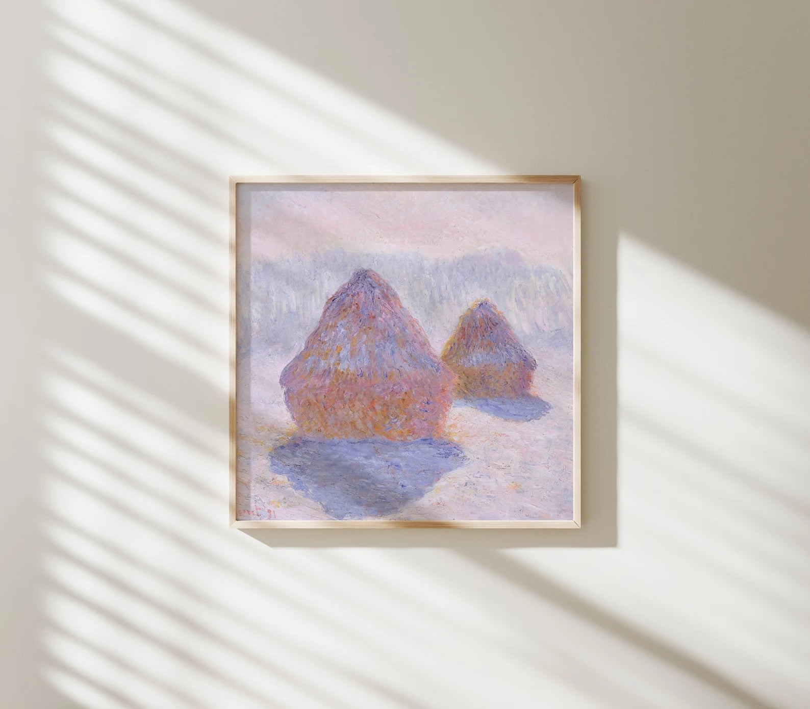 Square Wall Frame Mockup With Sunlight