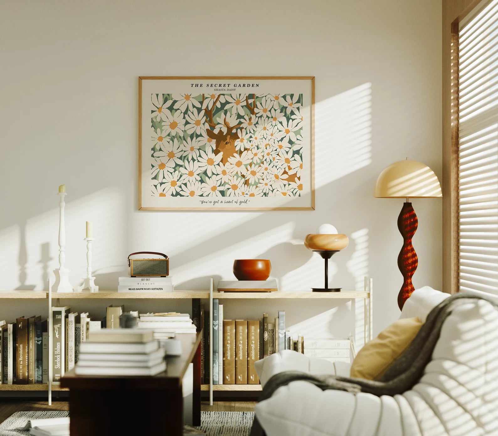 Horizontal 4x3 Living Room Wall Frame Mockup With Sunlight