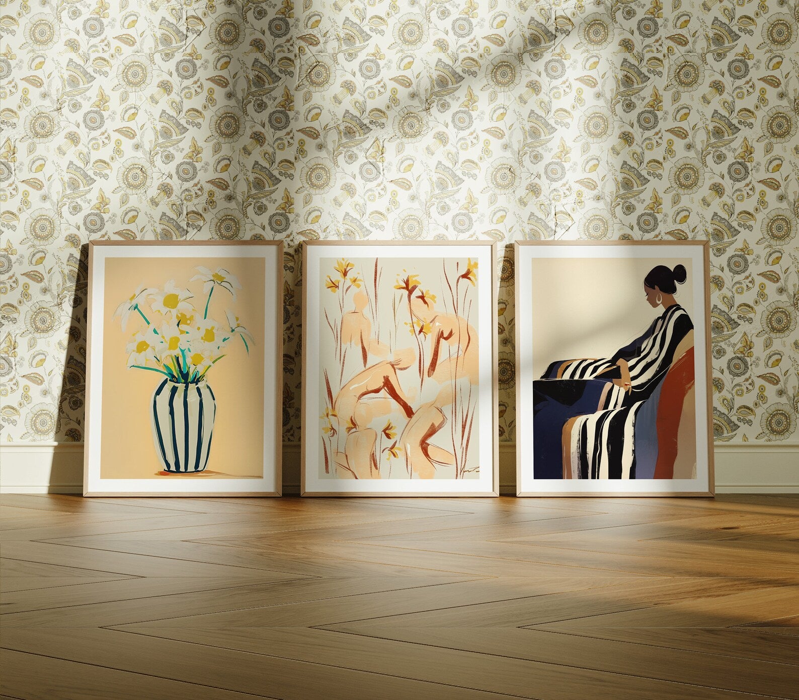 3 Vertical 3x4 Frames Mockup With Sunlight