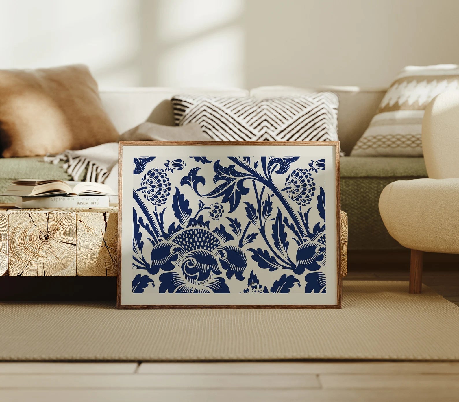 Horizontal 4x3 Living Room Frame Mockup With Sunlight