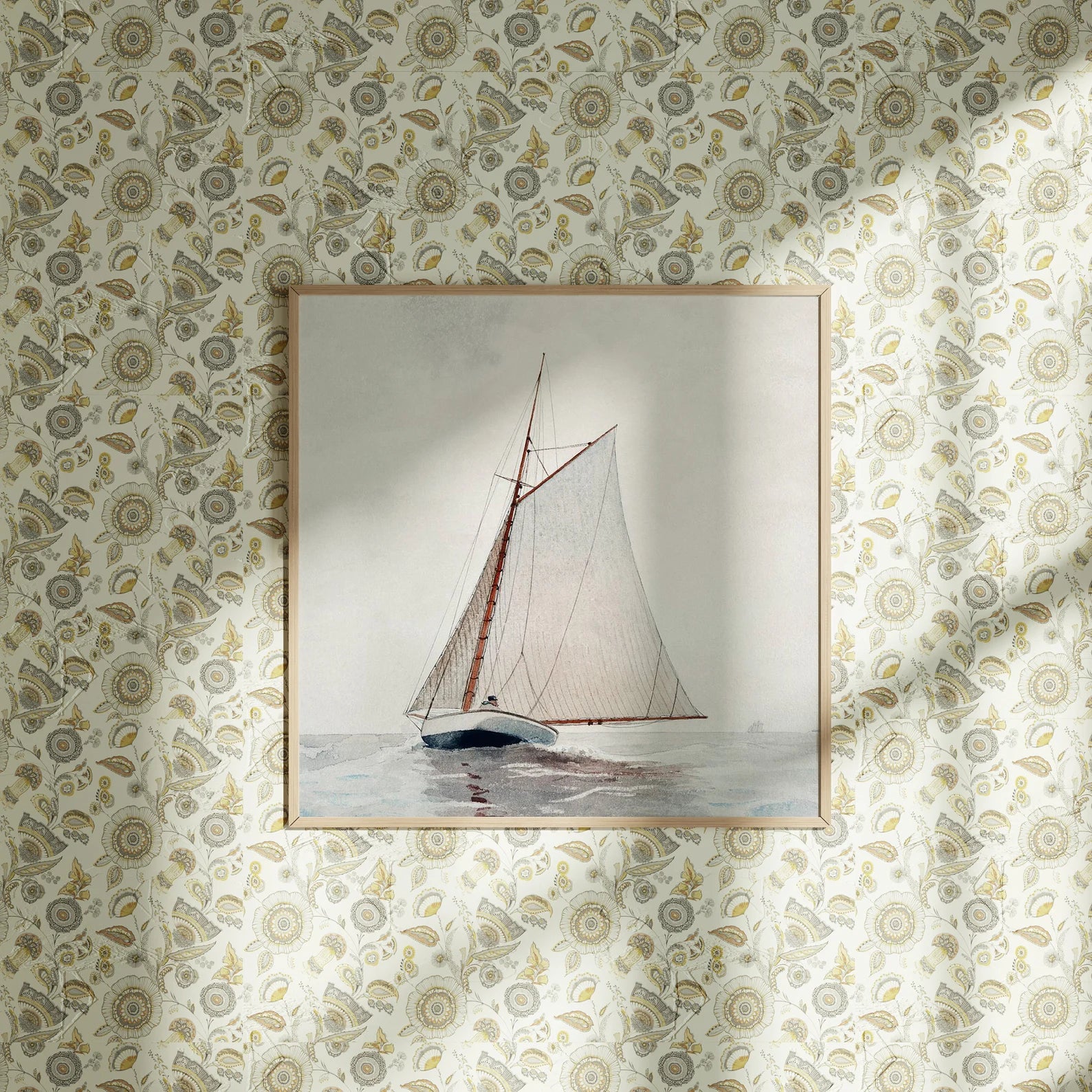 Square Wall Frame Mockup With Sunlight