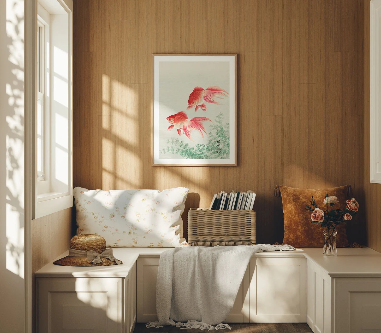 Vertical 3x4 Living Room Wall Frame Mockup With Sunlight